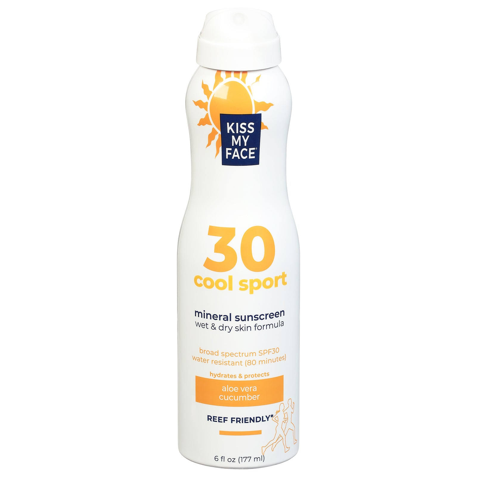 Kiss My Face Cool Sport Mineral Sunscreen Spray SPF 30 - Water-resistant Mineral Spray Sunscreen For Wet and Dry Skin (Pack of 1)