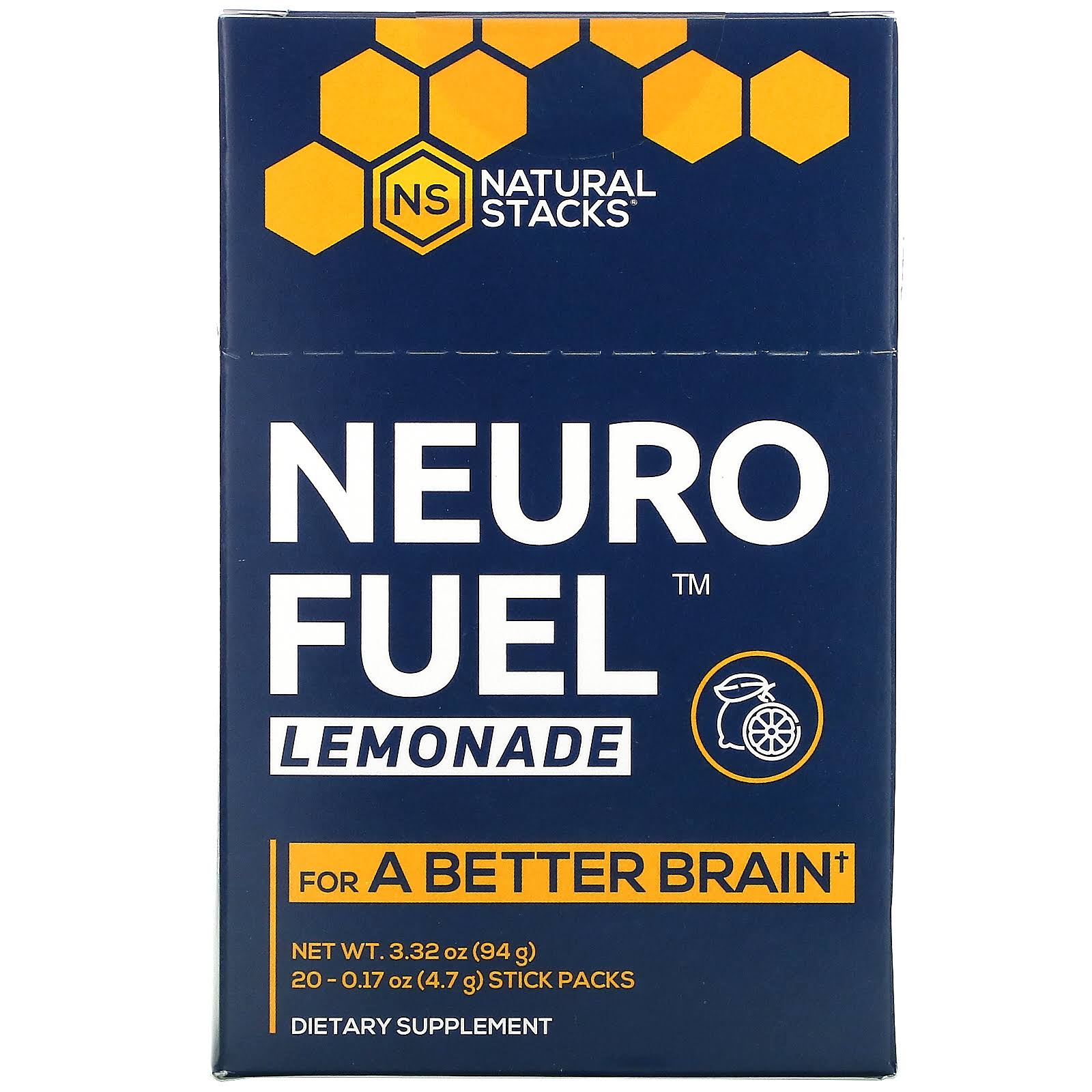 Natural Stacks Neuro FUEL, Lemonade, 20 Stick Packs, 0.17 oz ( 4.7 g) Each