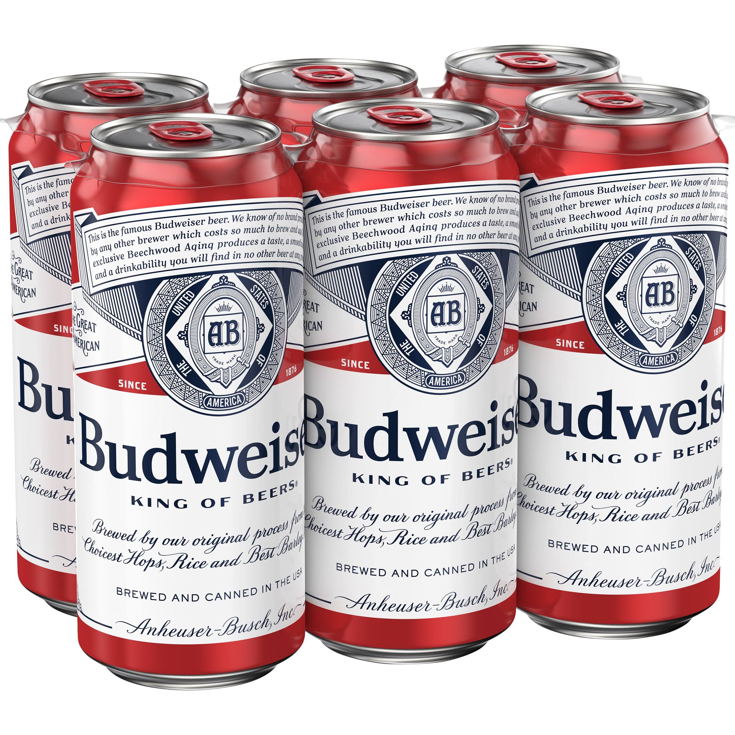 Budweiser Beer - 16 fl oz, 6 pack