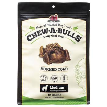 Redbarn Chew-A-Bulls Horned Toad Dental Dog Treats - Medium - 12 Count