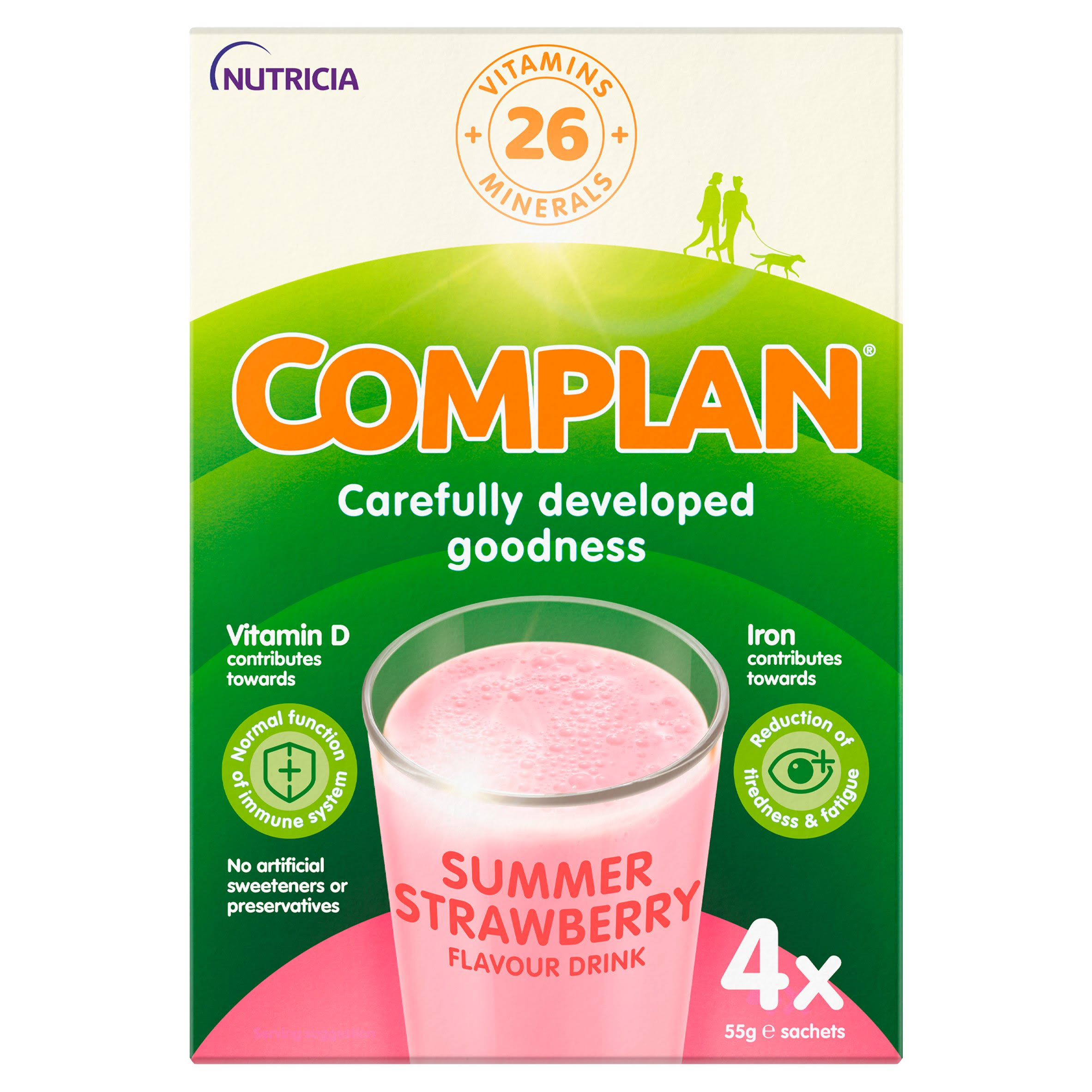 Complan Nutritious Vitamin Rich Drink - Summer Strawberry, 55g, 4 Count