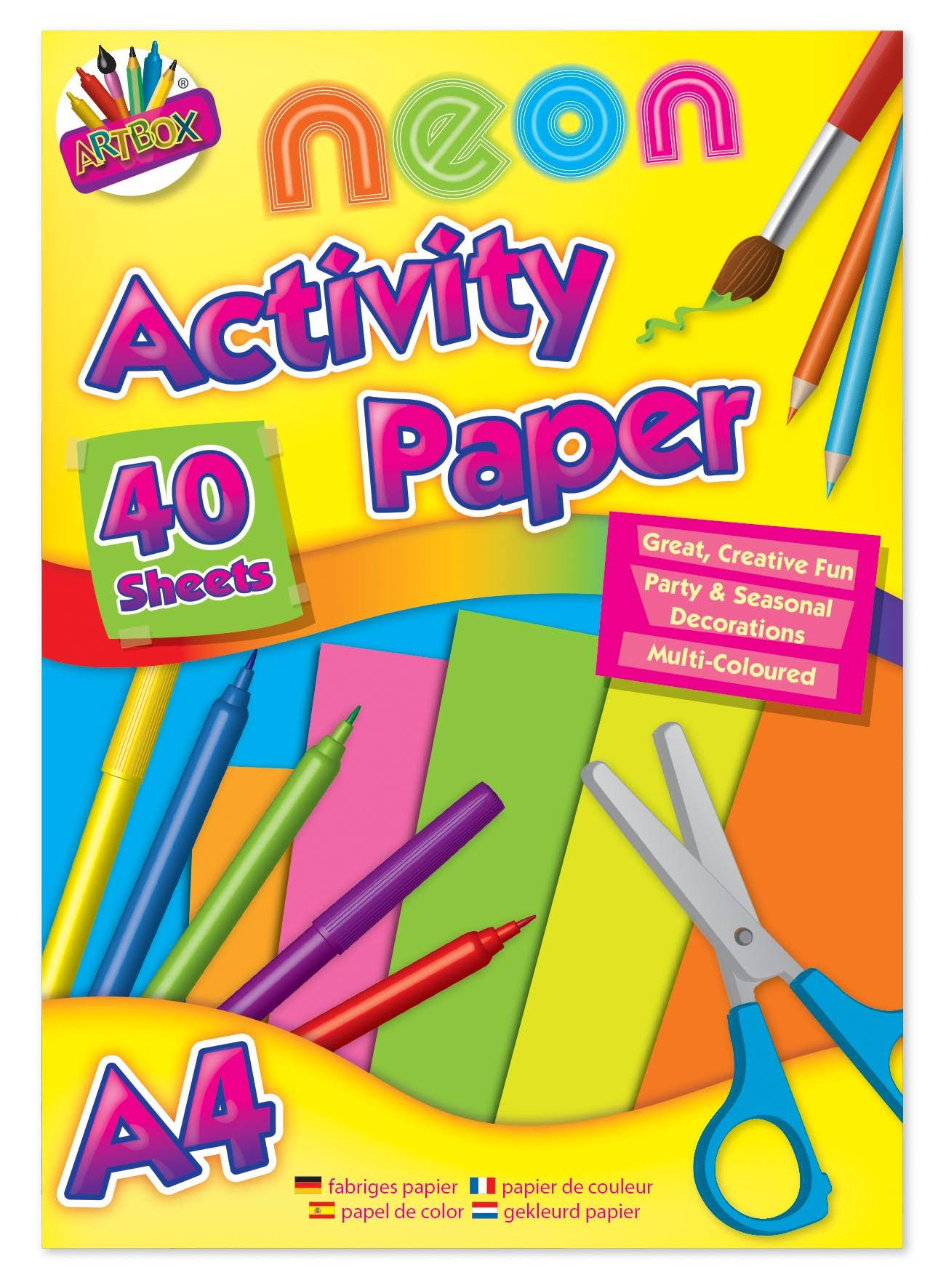 10 x A4 Fluorescent Pad 40 Sheets Neon Activity Paper Seasonal Decoration DIY