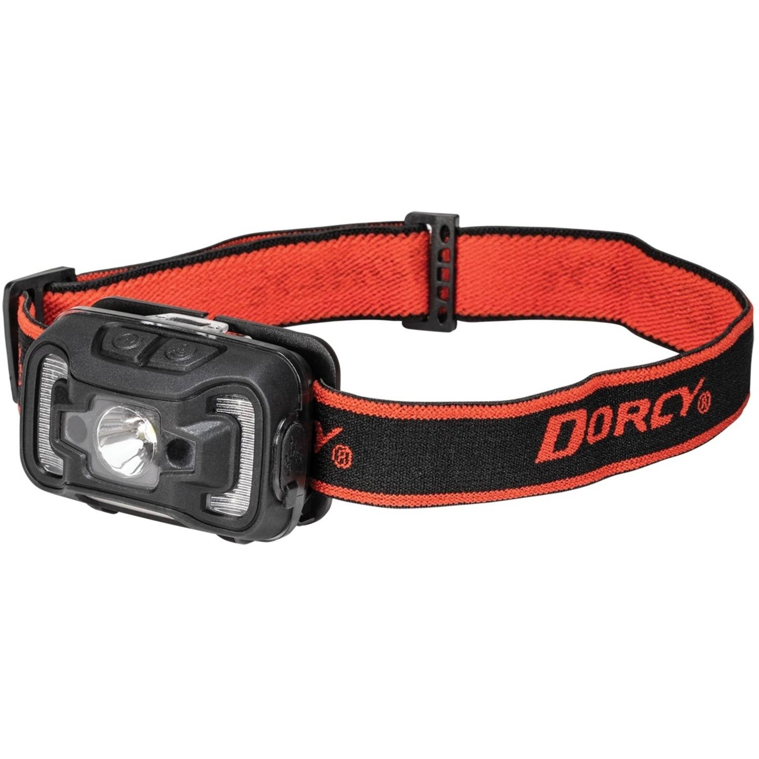 Dorcy 41-4359 Rechargeable Headlamp, 1800 mAh, Lithium-Ion Battery, LED Lamp, 330 Lumens, Spot Beam, Black/Red