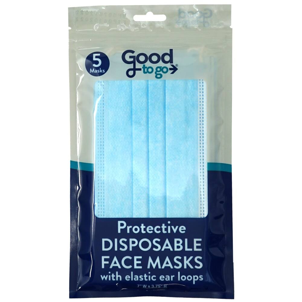 Good to Go Protective Disposable Face Masks - 5 Ct