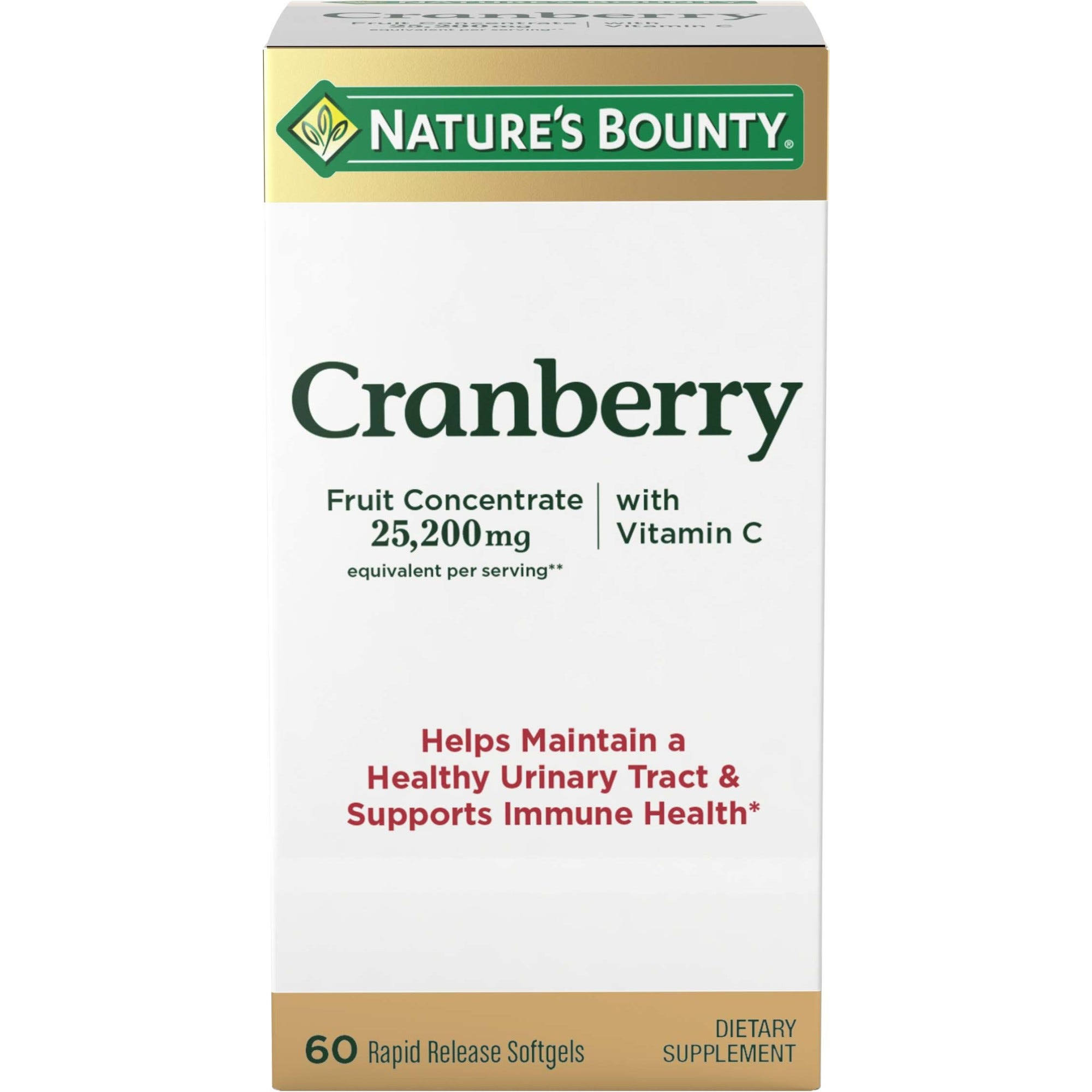 Nature's Bounty Cranberry Rapid Release Softgels Dietary Supplement - 25200mg, 60 Pack