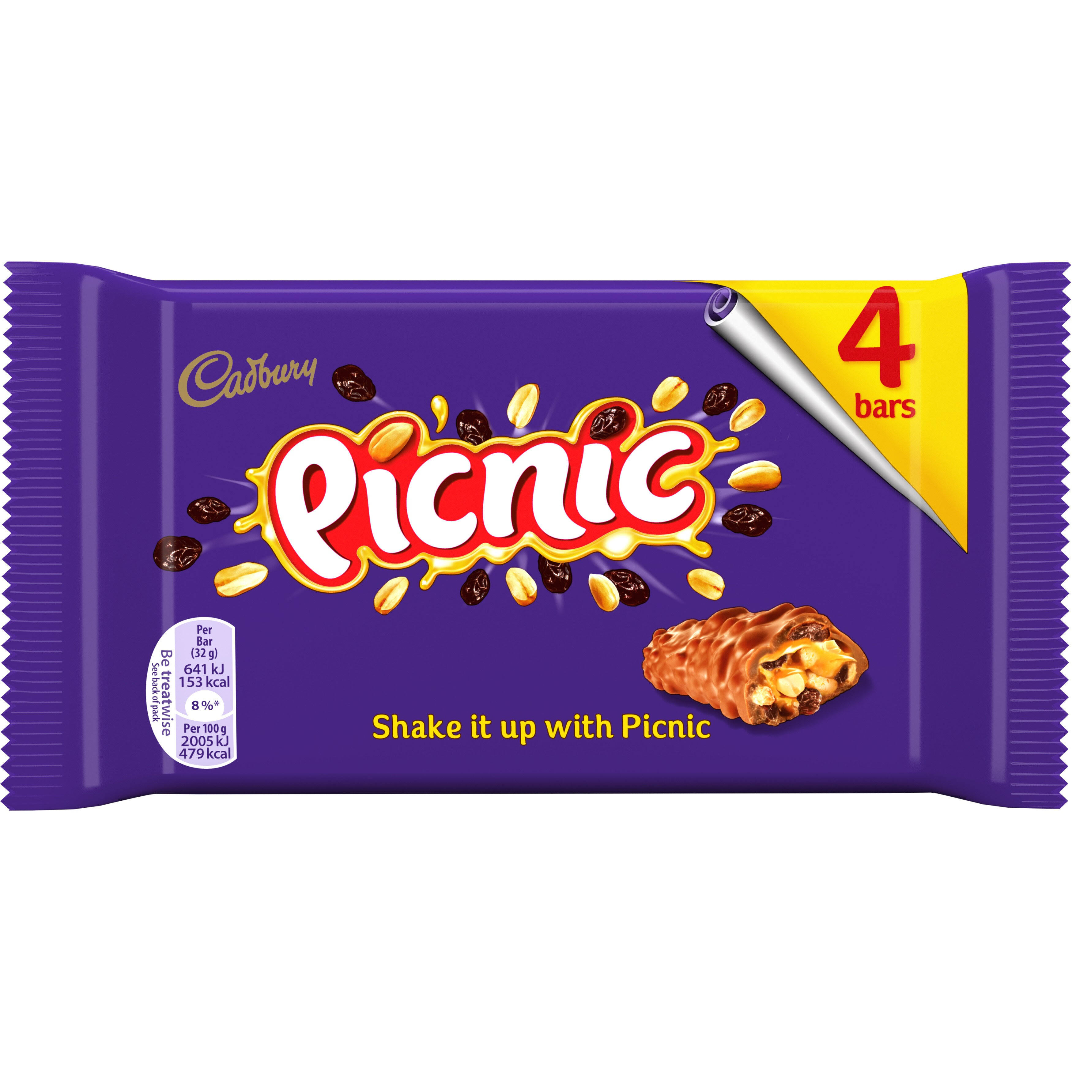 Cadbury Picnic Chocolate Bar - 4pk, 128g
