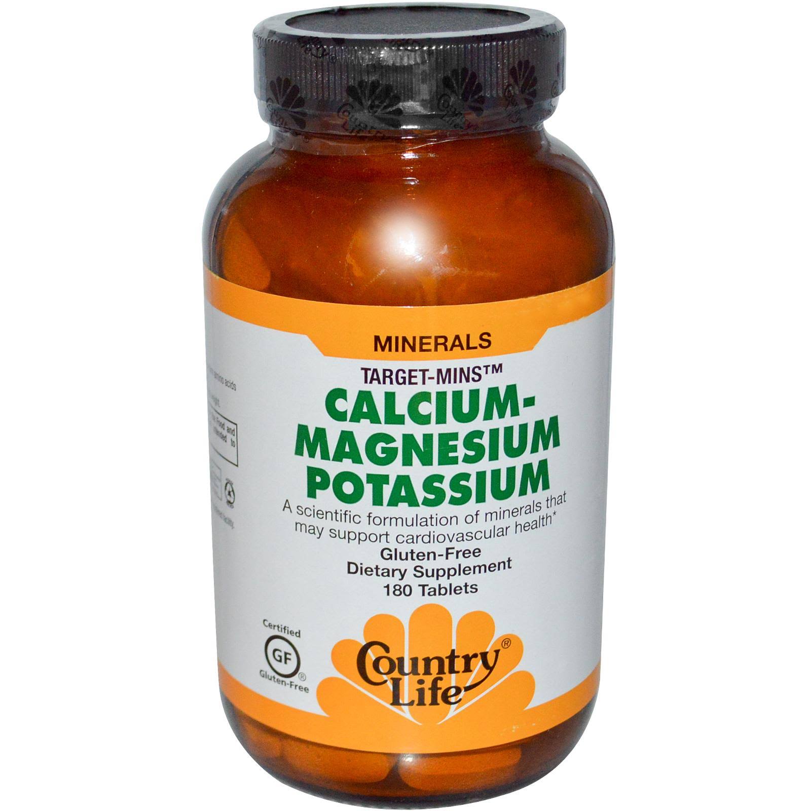 Country Life Target Mins Calcium Magnesium Potassium - 500mg, 180 Tablets