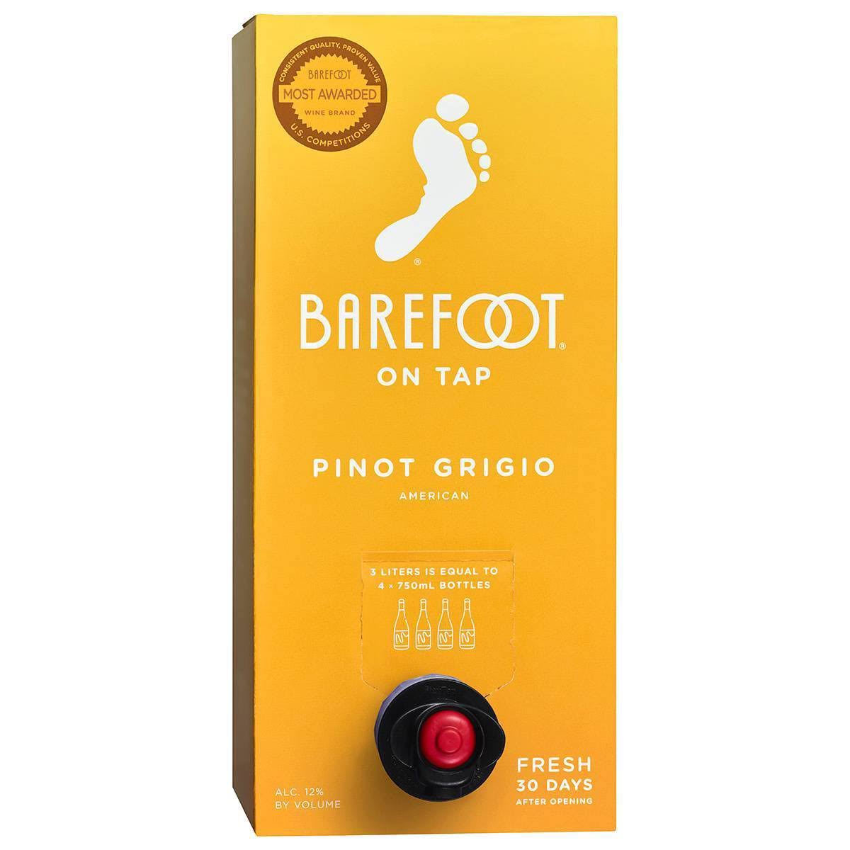 Barefoot On Tap Pinot Grigio, American - 3 liters