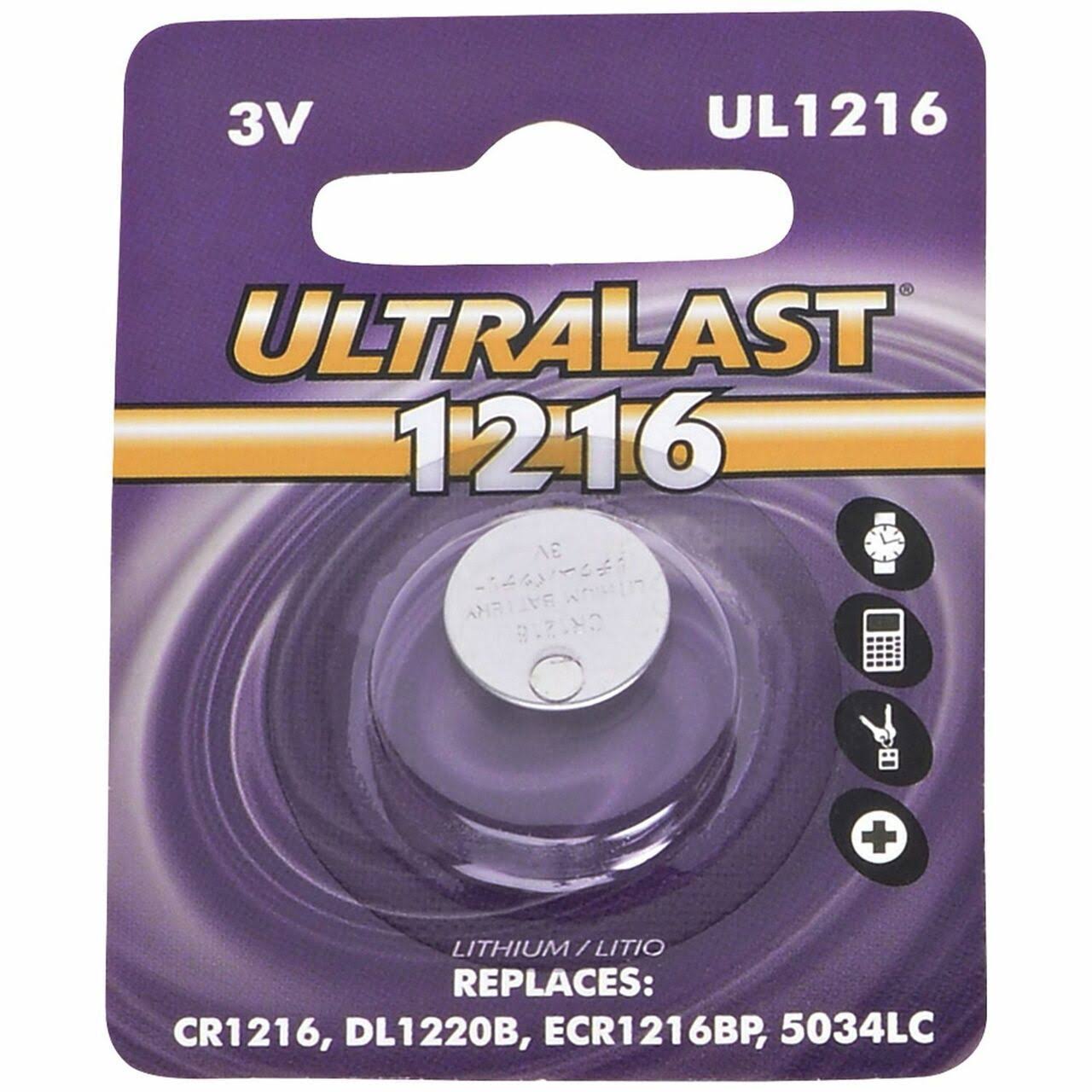 Ultralast UL-1216 Watch/Electronic Lithium Button Cell Battery