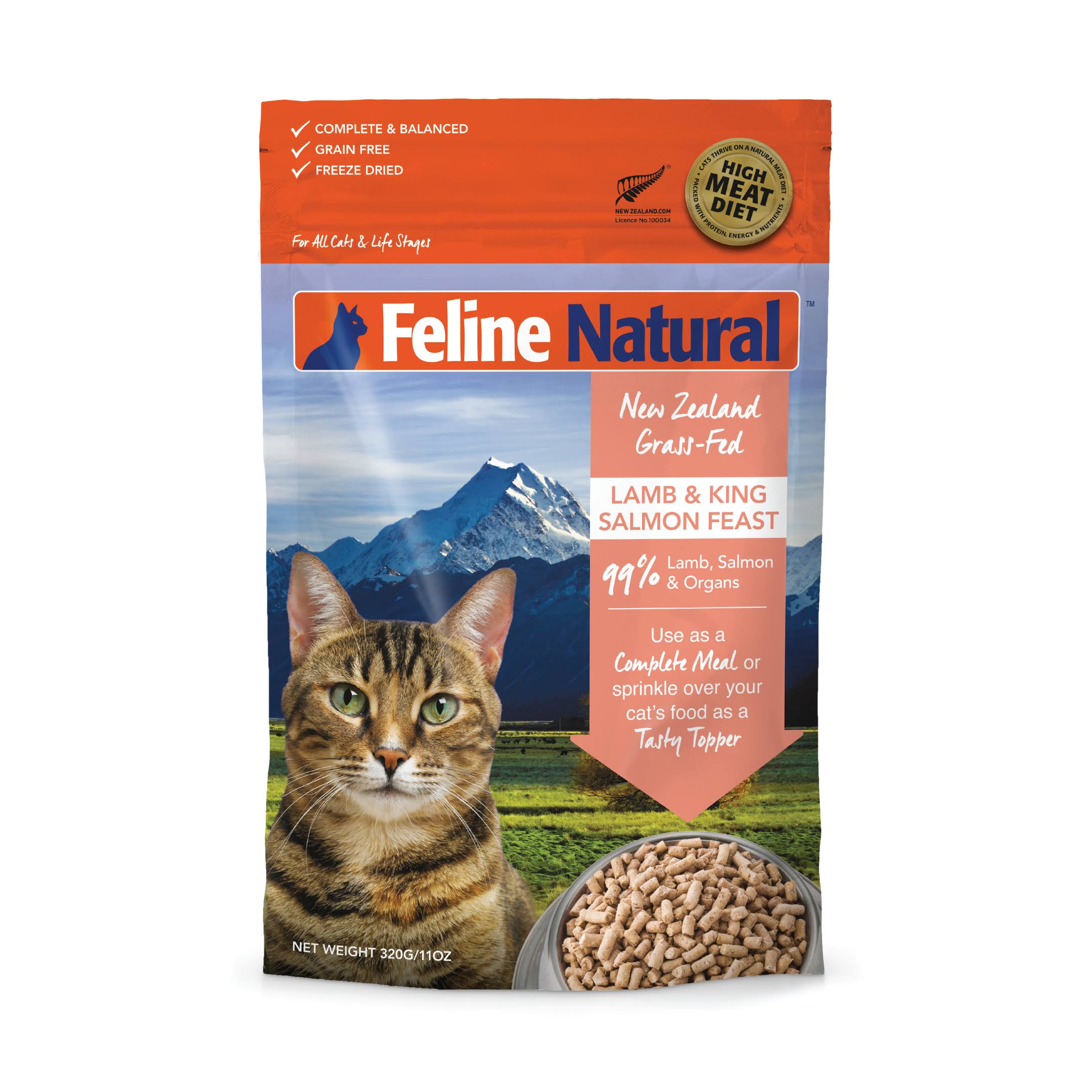 Feline Natural Grain Free Cat Food - Lamb and Salmon, 320g