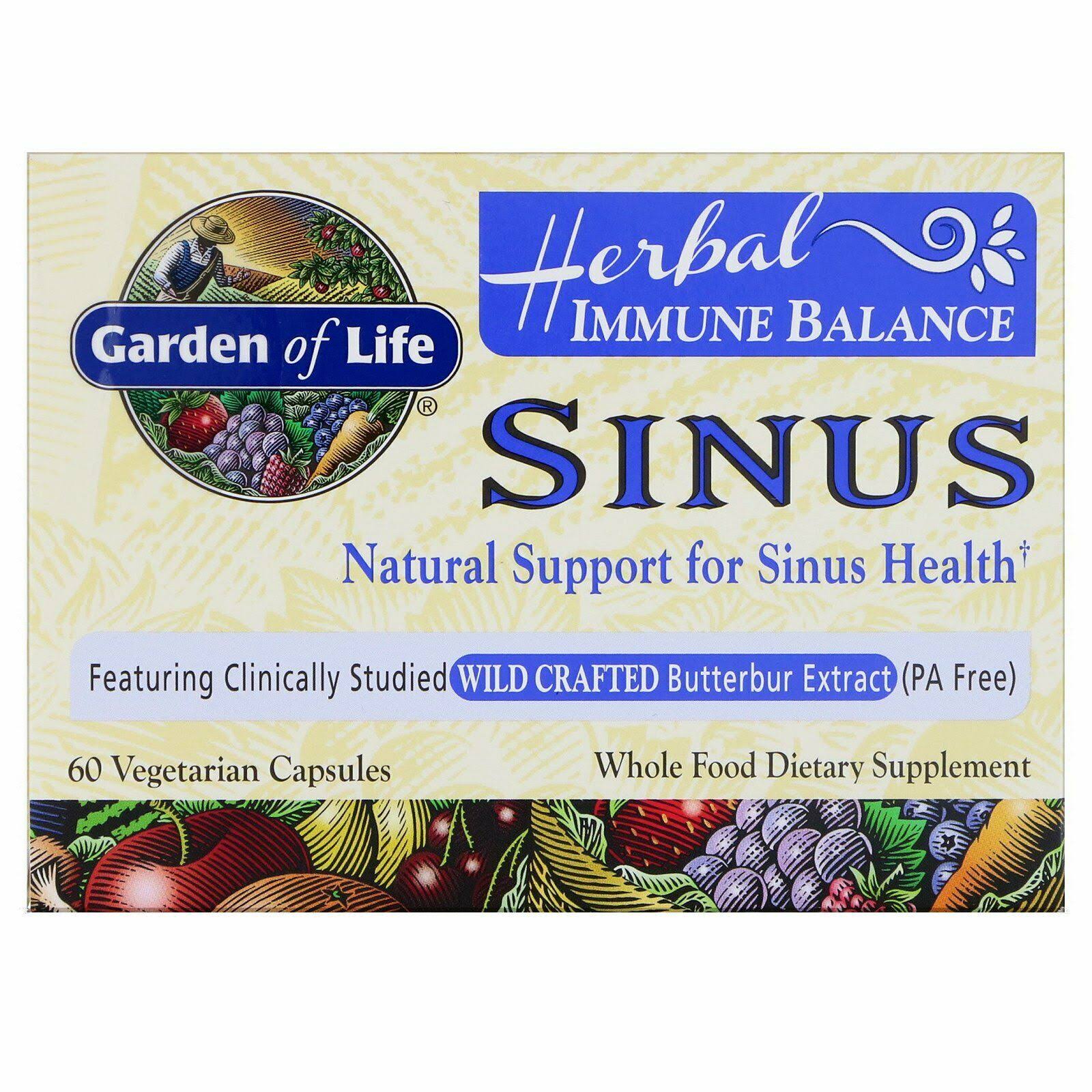 Garden of Life Natural Sinus Support Herbal Supplement - 60 Capsule