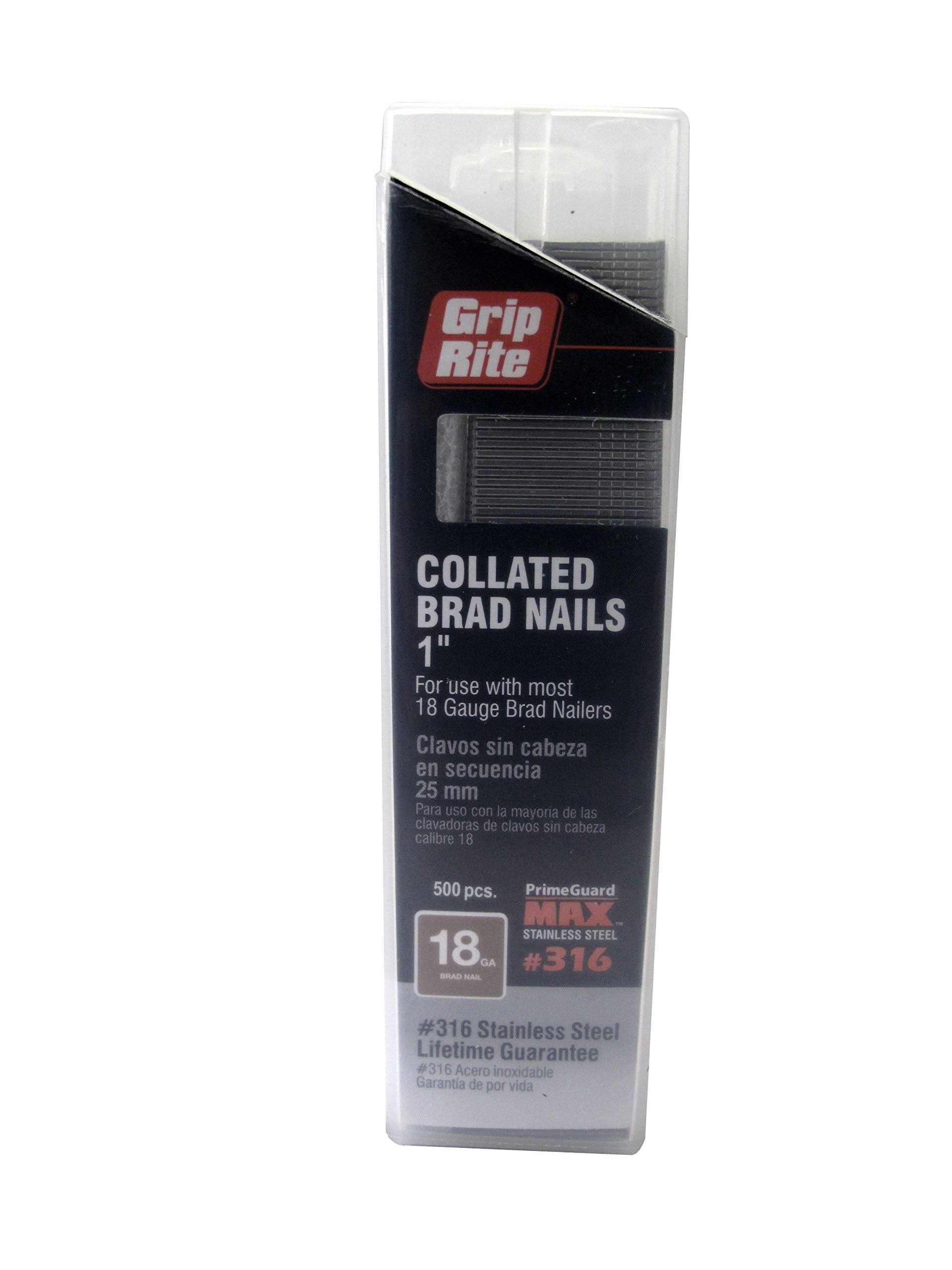 Prime Guard Stainless Steel Brad Nail - 18 Gauge, 1", 500 per Belt Clip