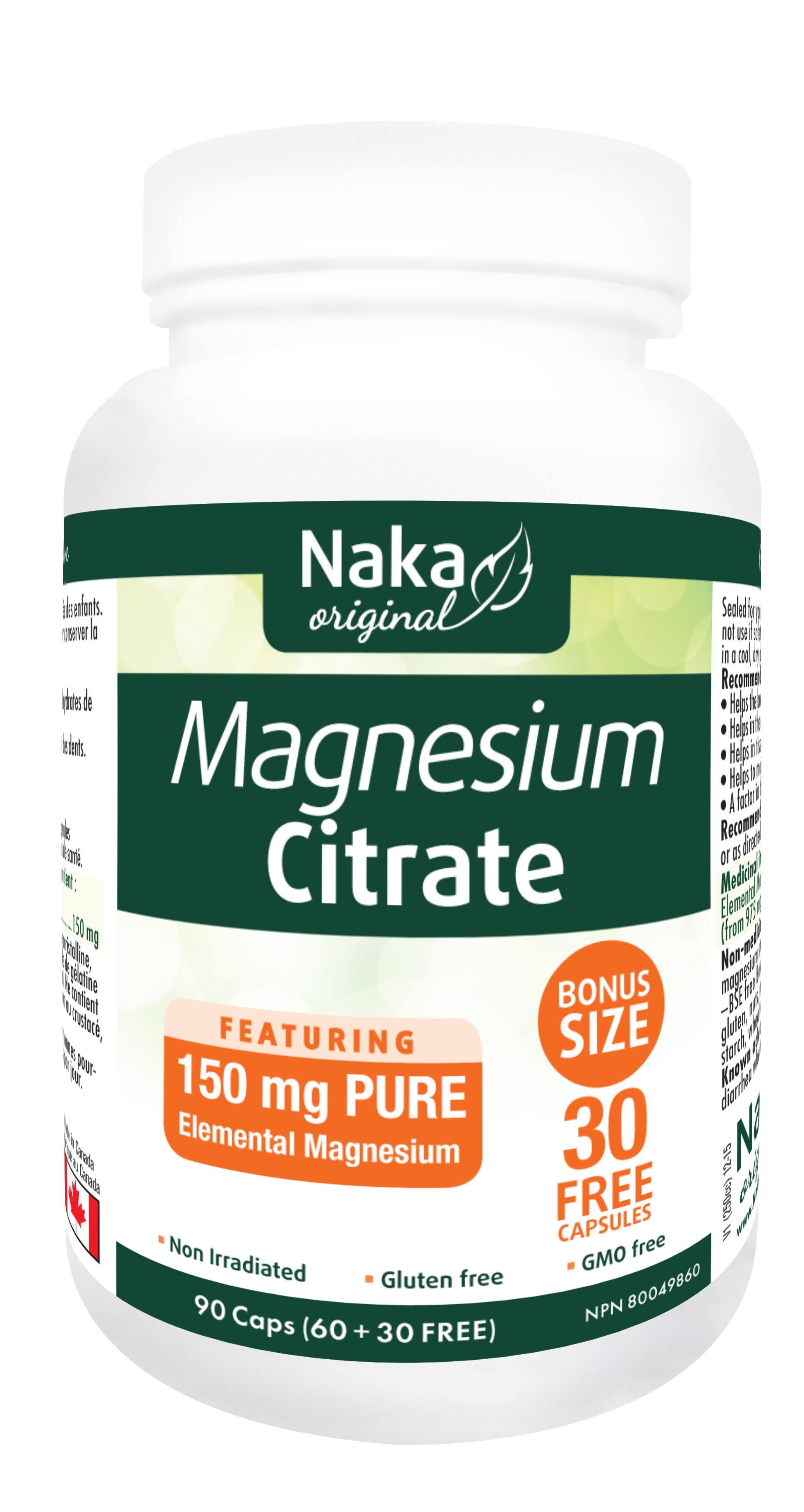 Naka Magnesium Citrate 150mg - 60 + 30 Caps Bonus
