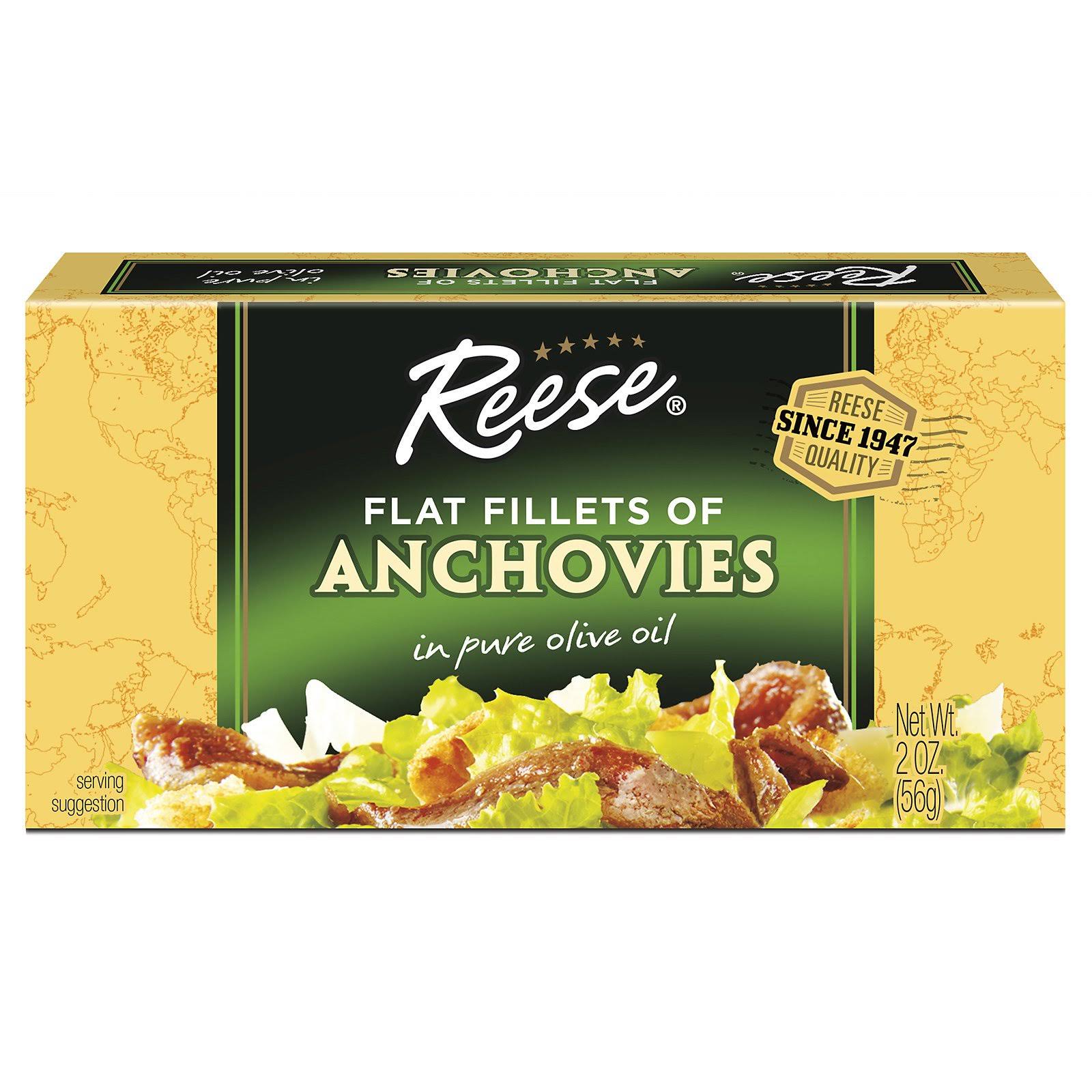 Reese Flat Fillets of Anchovies in Pure Olive Oil - 2oz