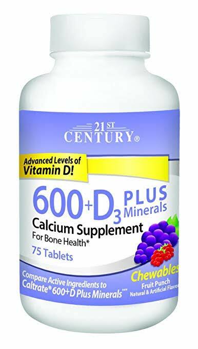 21st Century 600 Plus D3 Minerals Chewable Vitamin Tablets - 75ct