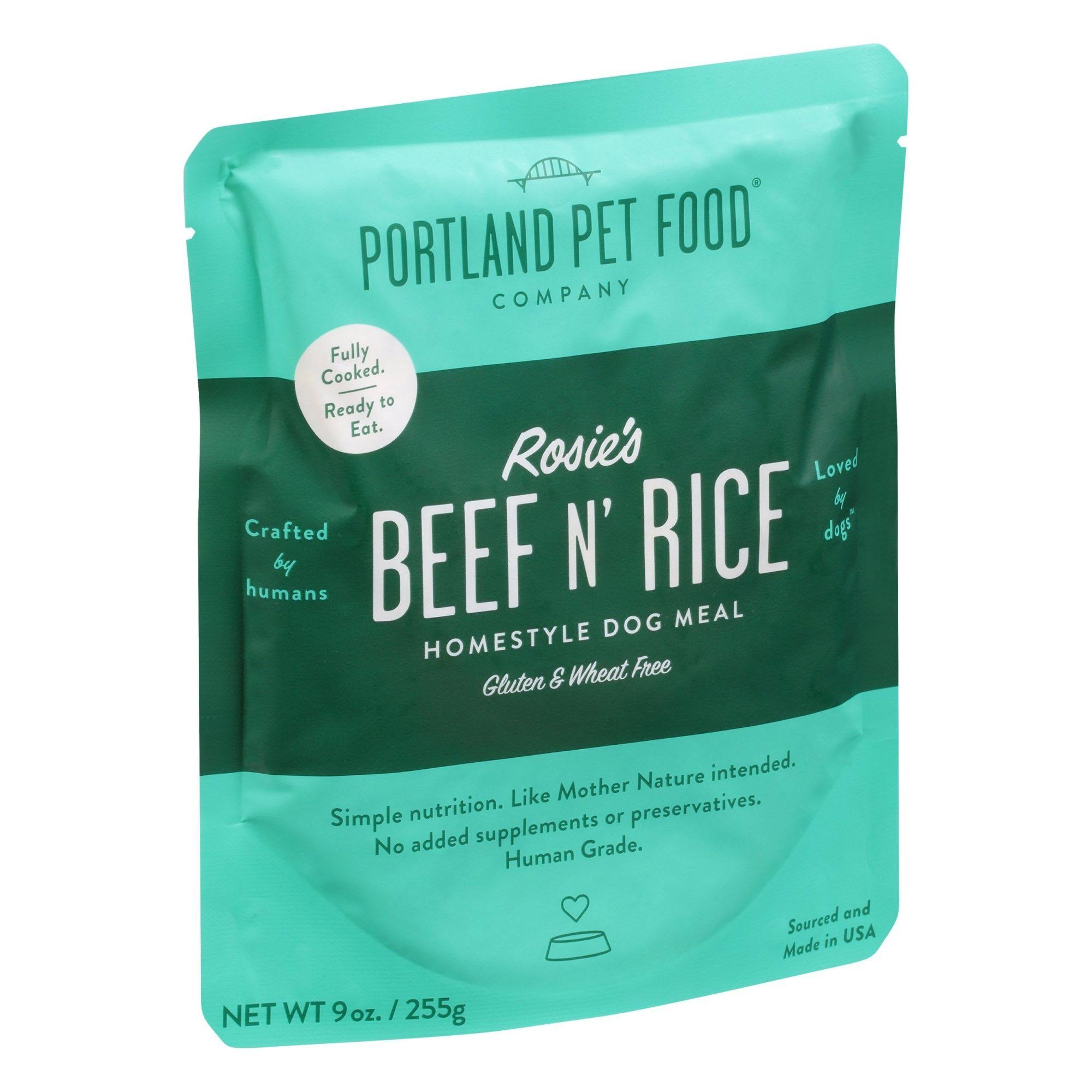Portland Pet Food Rosie's Beef N' Rice All Natural Dog Meal - Microwaveable Meal Pouches Healthy, 6 Pack