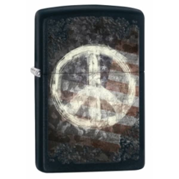 Zippo Peace American Flag Pocket Lighter - Black Matte