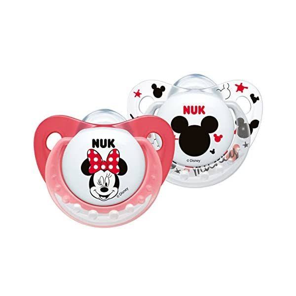 Nuk Mickey/Minnie Silicone Soother 2pk 6-18 Months- Design May Vary