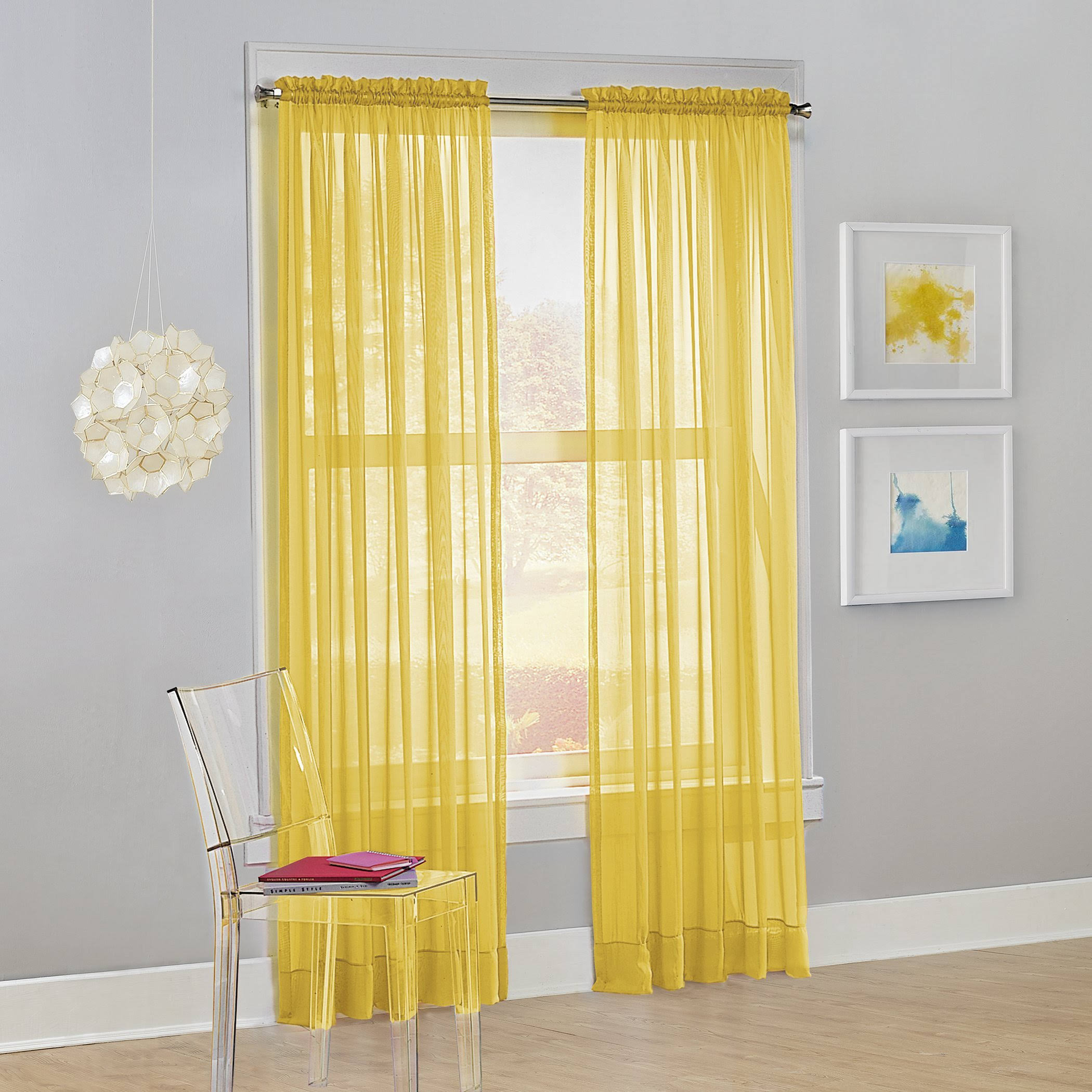 No 918 1-Panel Calypso Sheer Voile Window Curtain, Yellow, 59X84