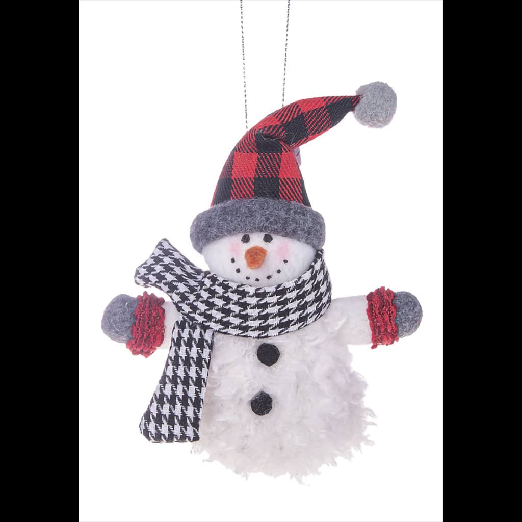 Ganz Cozy Snowman Stuffed Ornament with Gray Hat (EX31917B)