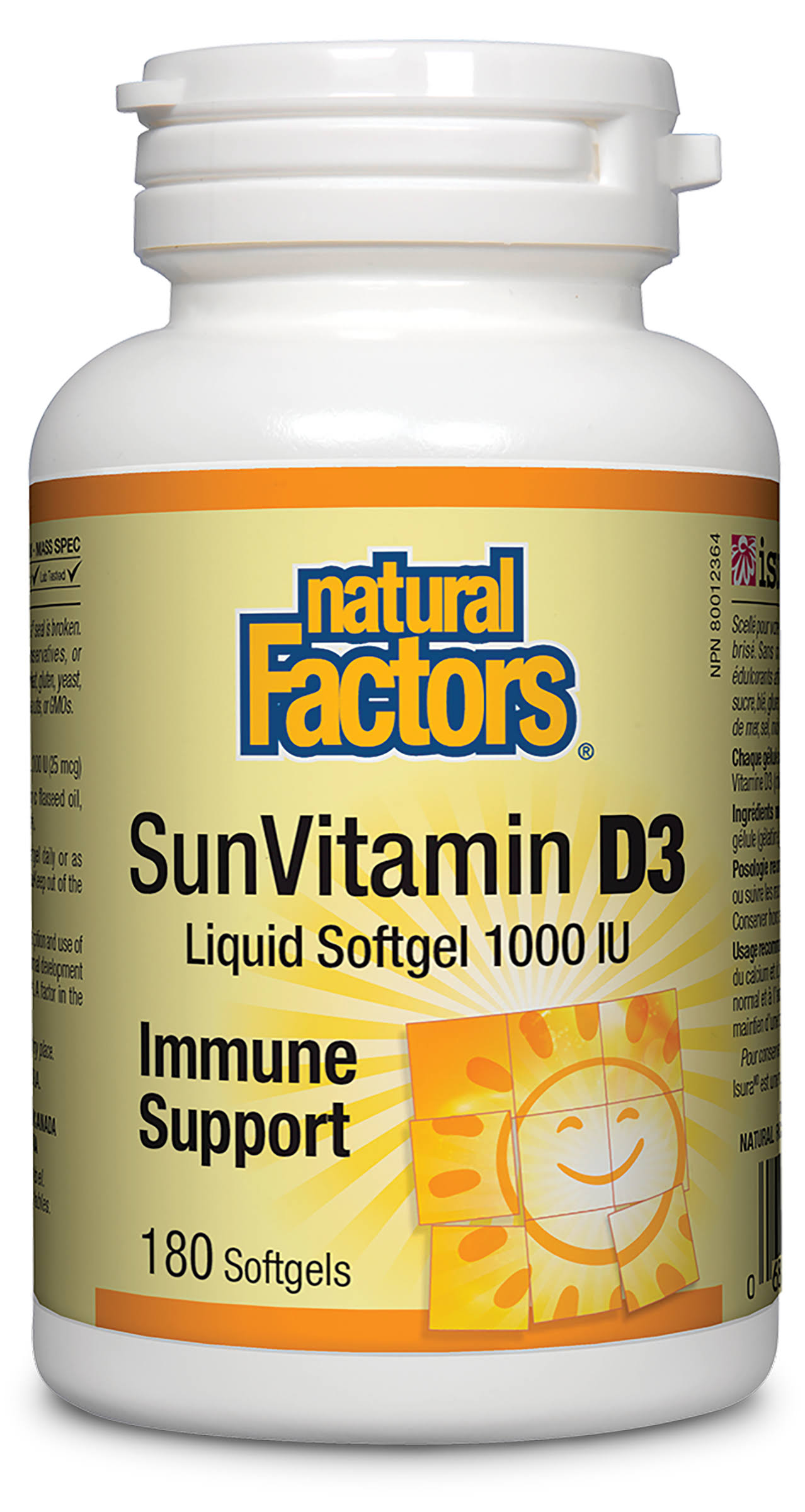Natural Factors - Vitamin D3 1000 IU - 180 Softgels