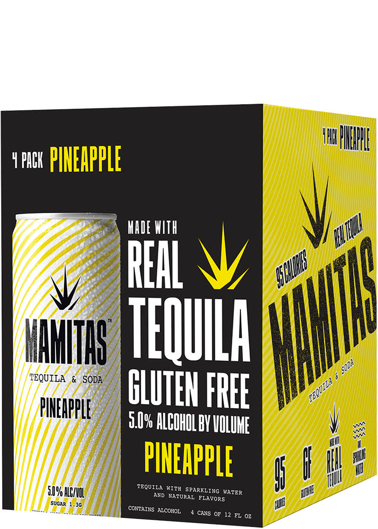 Mamitas Tequila & Soda, Pineapple, 4 Pack - 4 pack, 12 fl oz cans