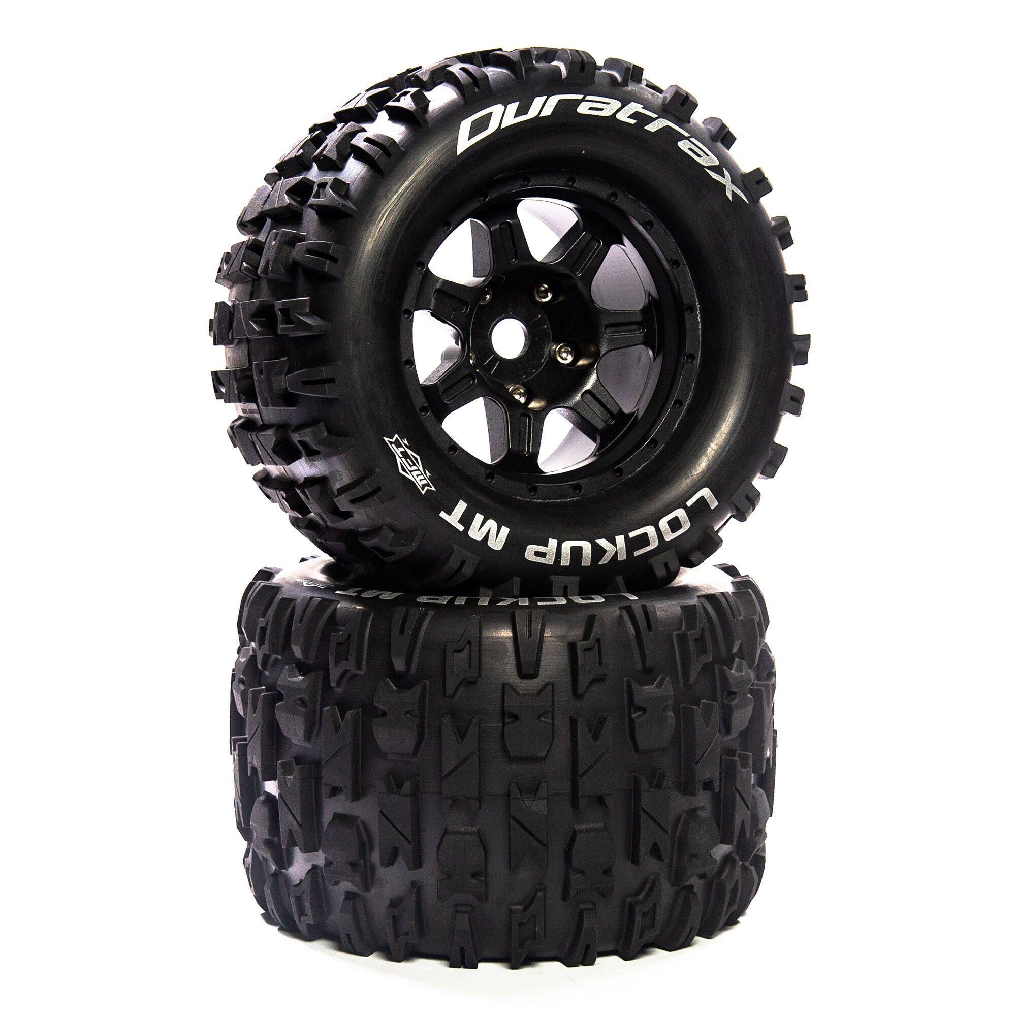 Duratrax Lockup MT Belt 3.8 Mounted Tyres .5 Offset Black 17mm Hex, 2pcs Car Tyres/Wheels RC Car