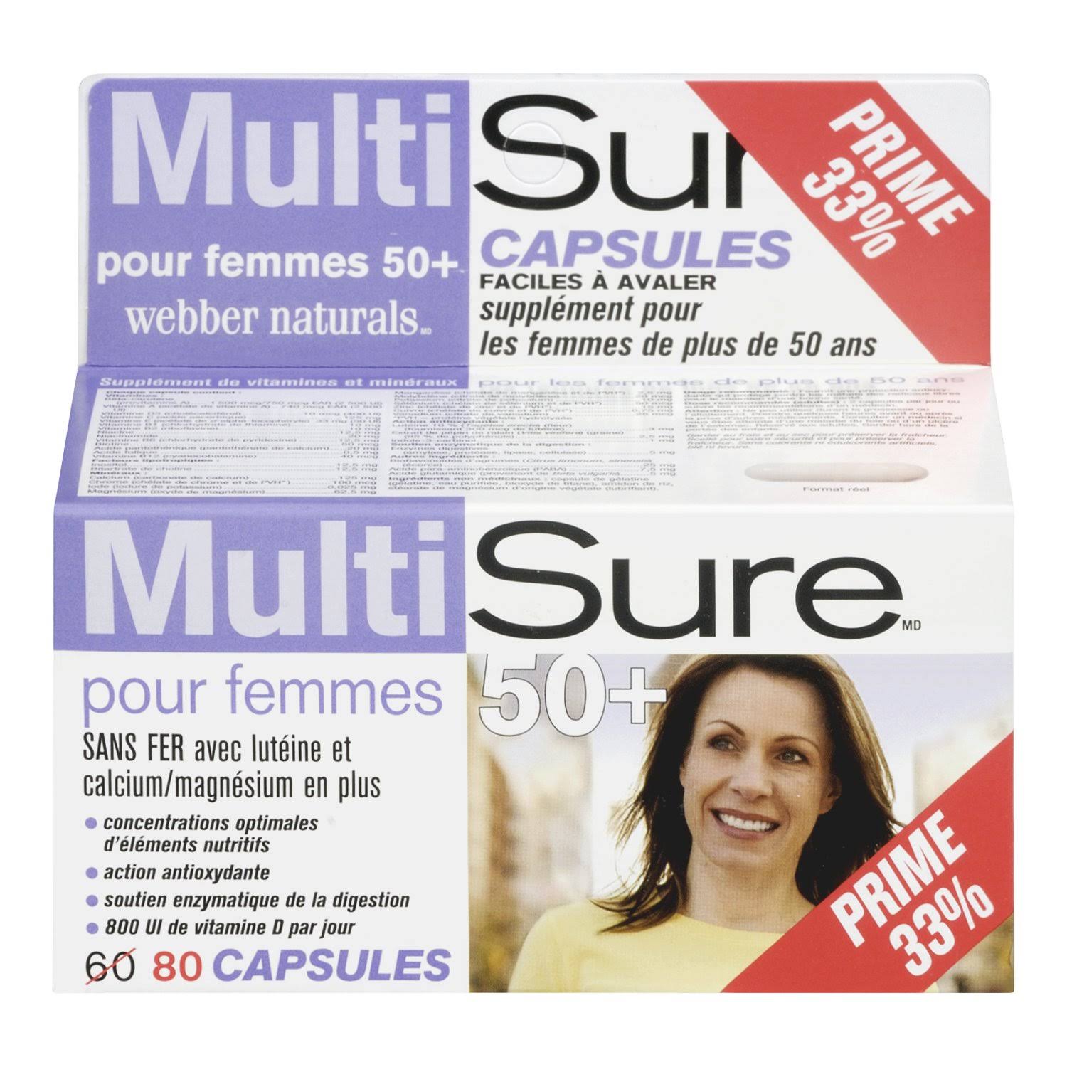 Multi vitamins Webber Naturals MultiSure Easy Swallow Multivitamin Capsule for 50+ Women - 80ct