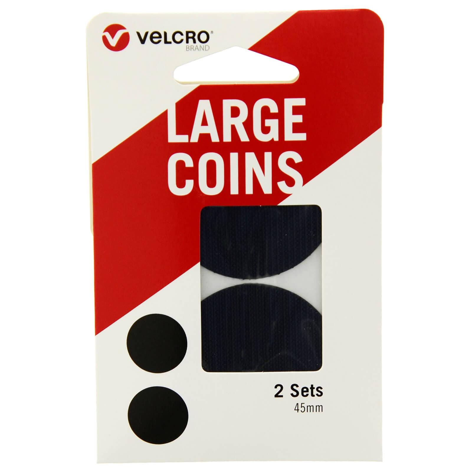 Velcro Strong Heavy Duty Self Adhesive Stick On Large Black Coins 45mm