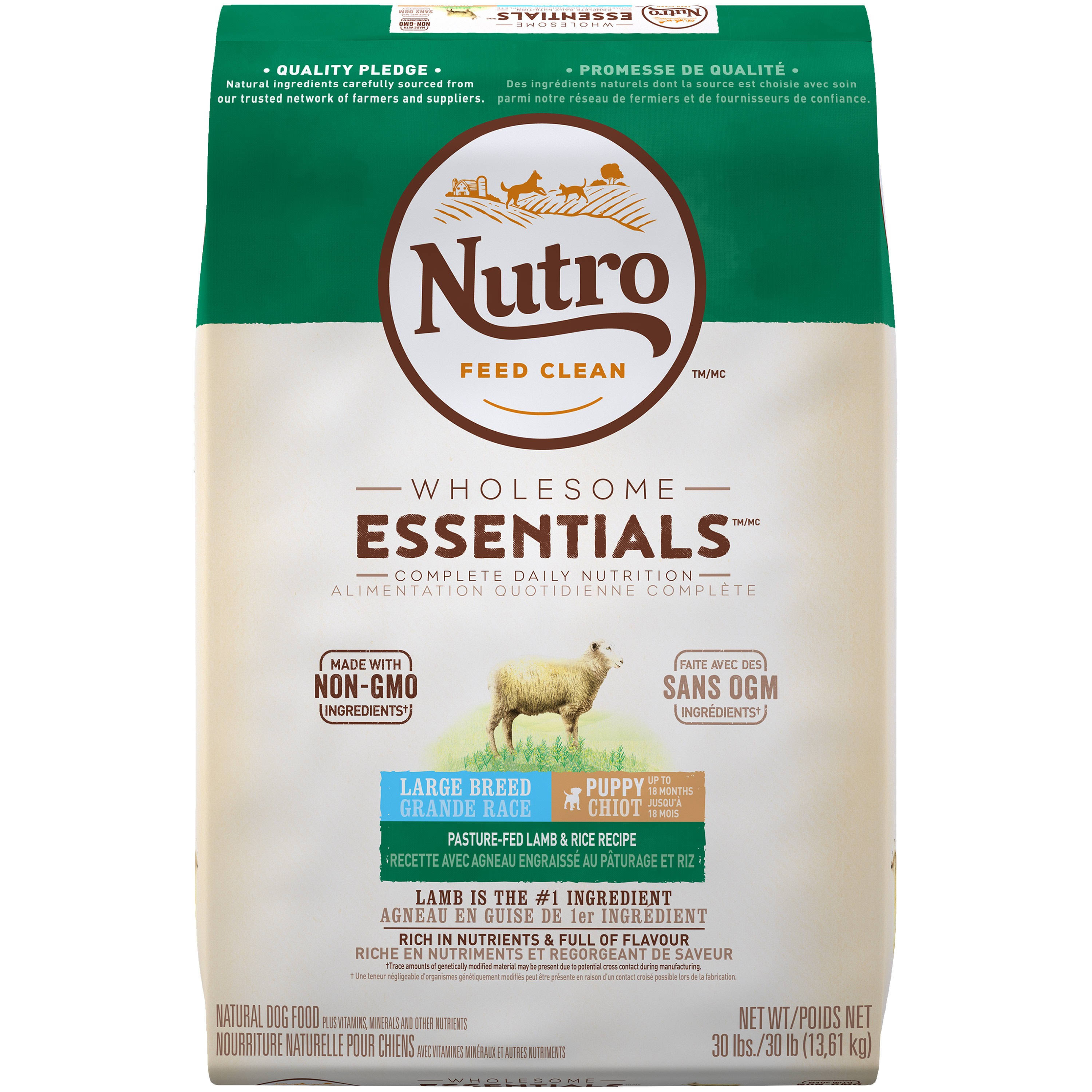 Nutro Wholesome Essentials Large Breed Puppy Dry Dog Food - Lamb & Rice, 30 lbs