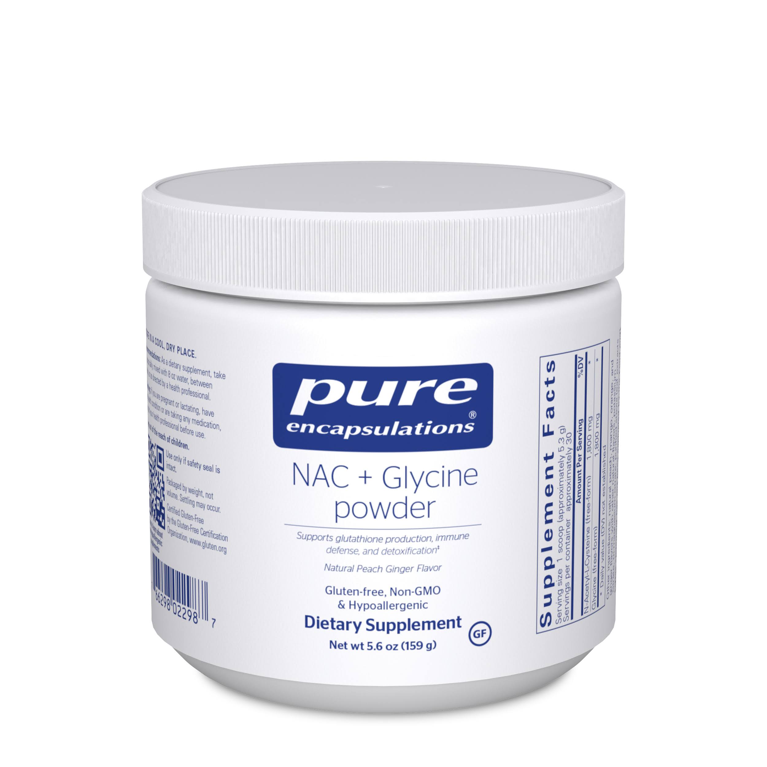 Pure Encapsulations NAC + Glycine Powder | Support for Glutathione Production, Immune Defense, and Detoxification* | 5.6 Ounces | Natural Peach