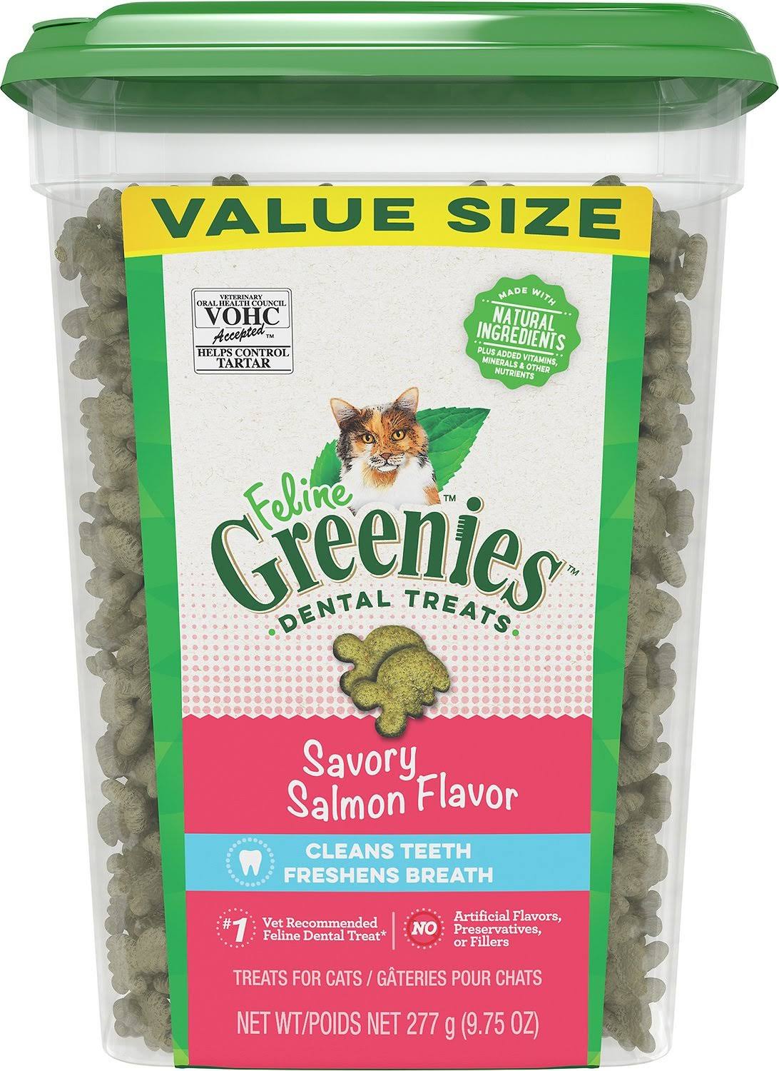 Greenies Feline Natural Dental Treats Tempting Salmon Flavor, 9.75 oz (Pack of 1)