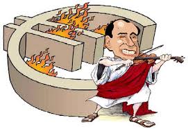 Berlusconi e l'euro che brucia