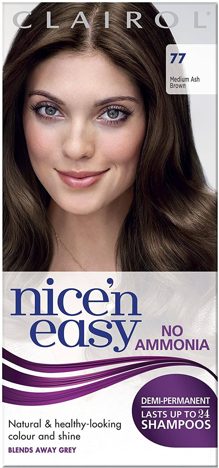 Nice' n Easy Non Permanent Hair Dye - No Ammonia, Medium, Ash Brown 77