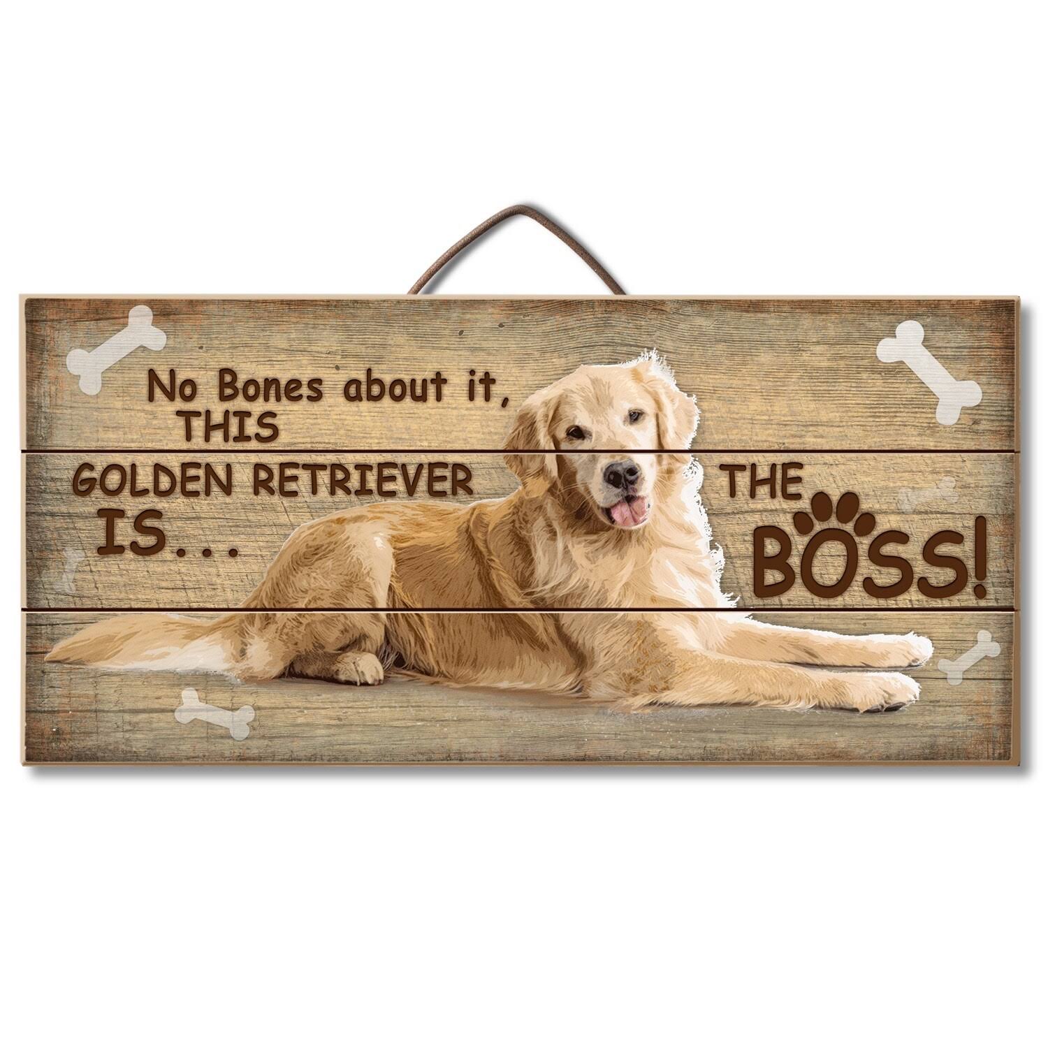 Golden Retriever is The Boss Reclaimed Pallet Wood Sign - Made in Usa!