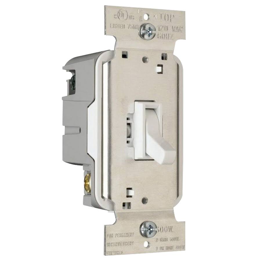 Pass & Seymour T600WV Incandescent Toggle Dimmer - White, 600W