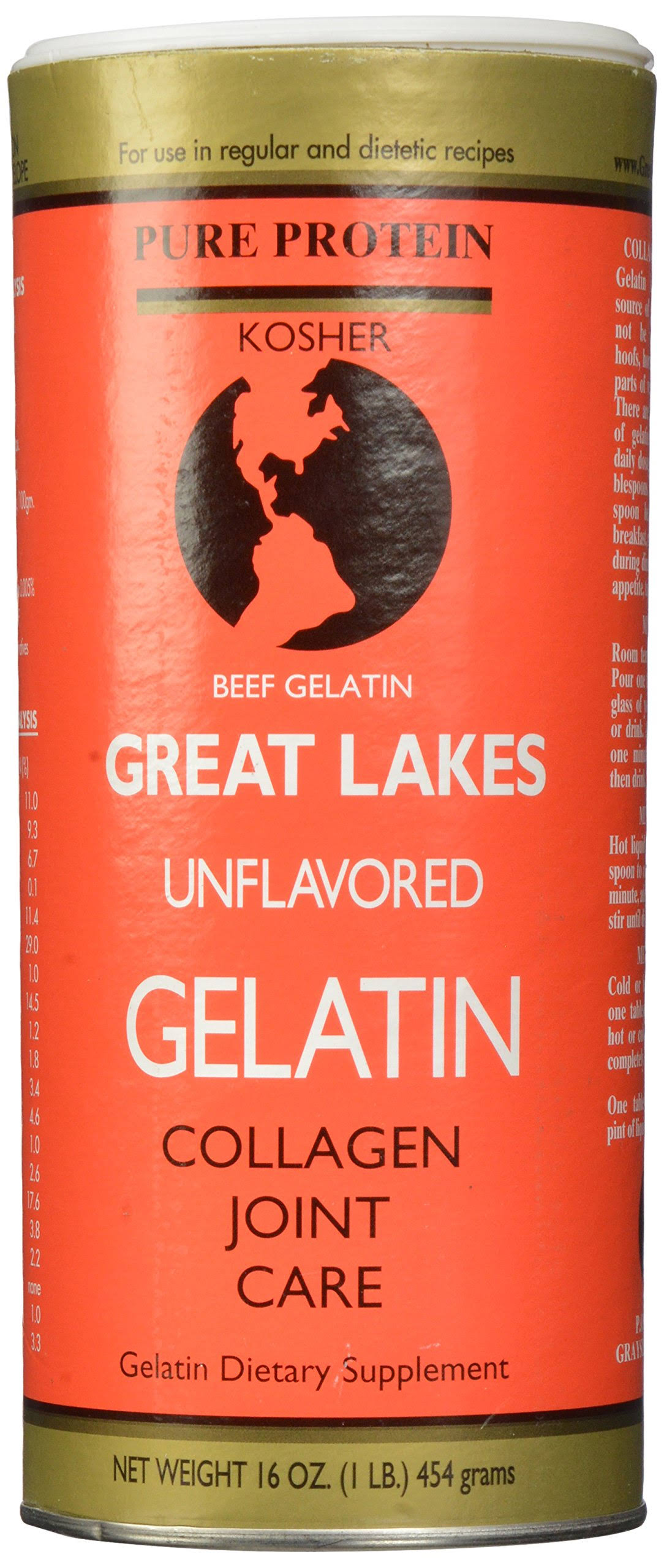 Great Lakes Unflavored Beef Gelatin - 16oz
