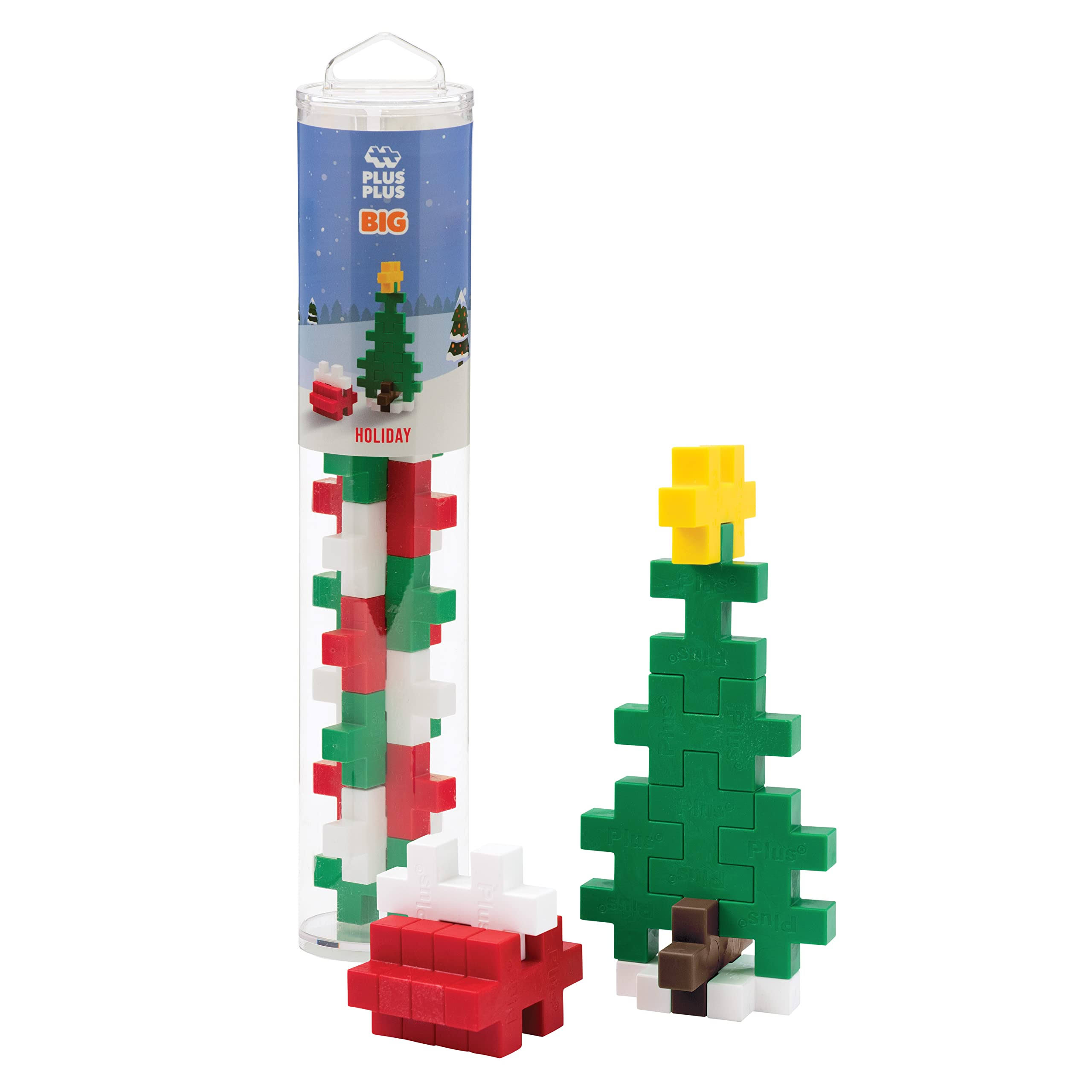 Plus Plus Big - Instructed Tube - 15 Piece Holiday Mix - Construction Building Stem / Steam Toy