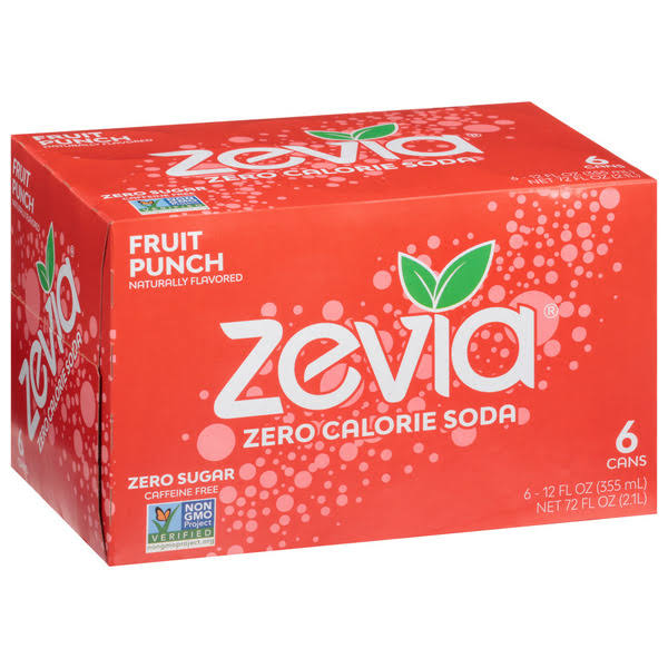 Zevia Soda, Zero Calorie, Fruit Punch - 6 pack, 12 fl oz cans