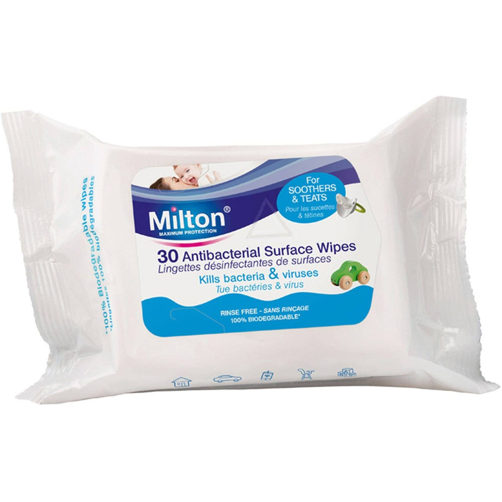 Milton Maximum Protection Antibacterial Surface Wipes - 30 Sheets