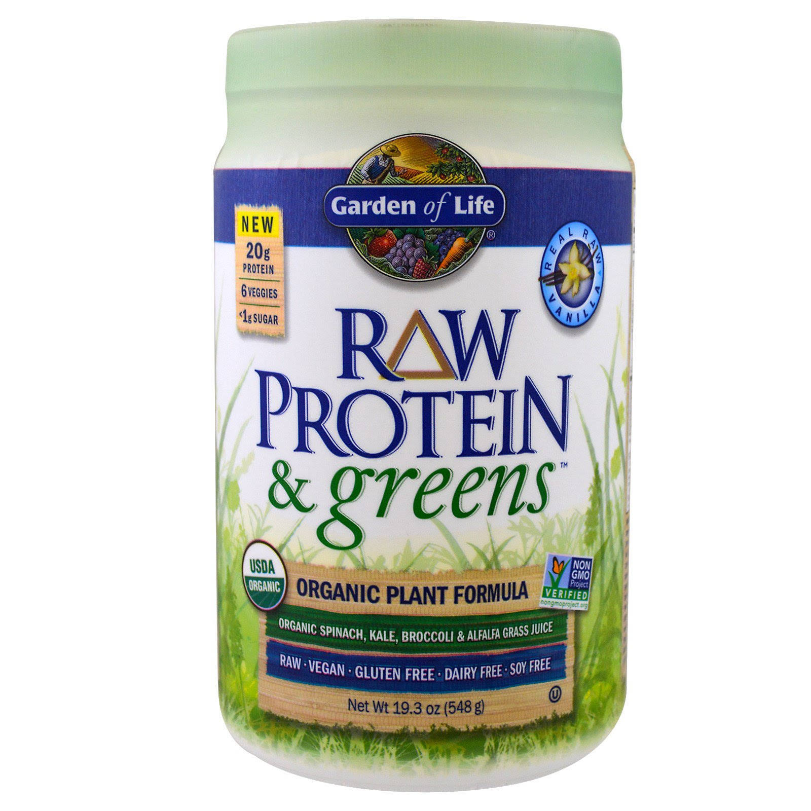 Garden of Life Raw Protein & Greens Organic Powder - Real Raw Vanilla, 19.3 oz