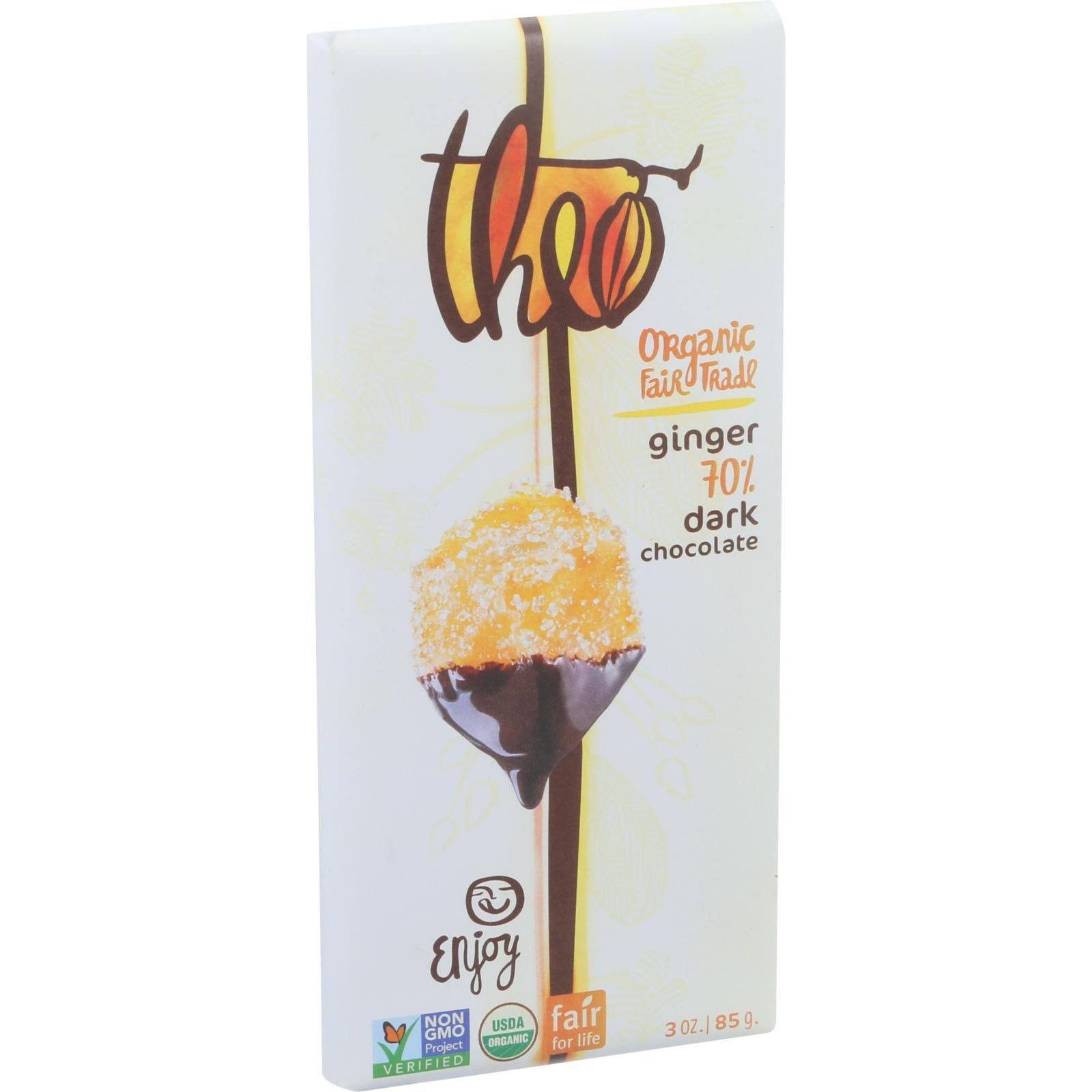 Theo Chocolate Organic 70% Dark Chocolate Bar - Ginger, 85g