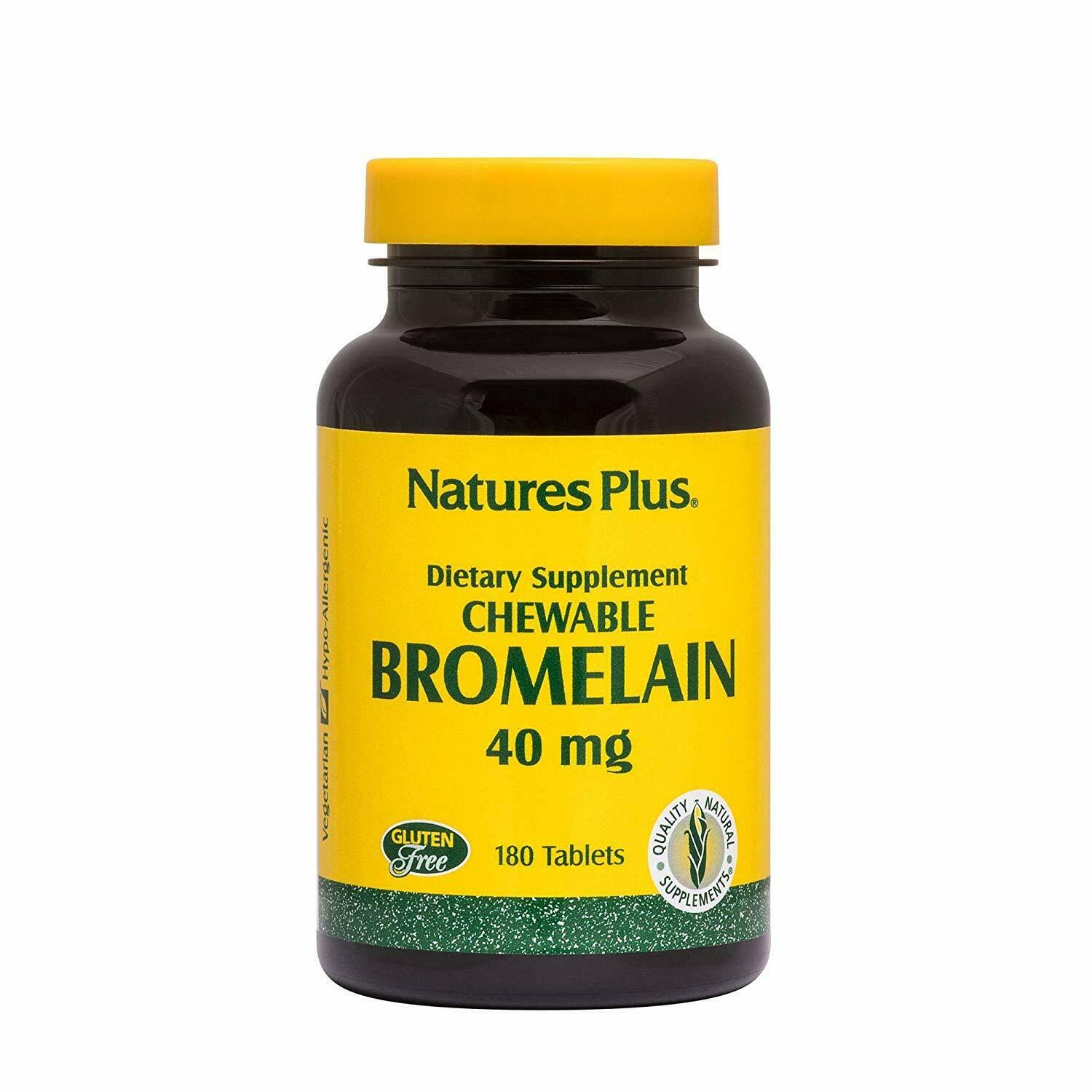 Nature's Plus Chewable Bromelain Supplement - 40 mg, 180 Tablets