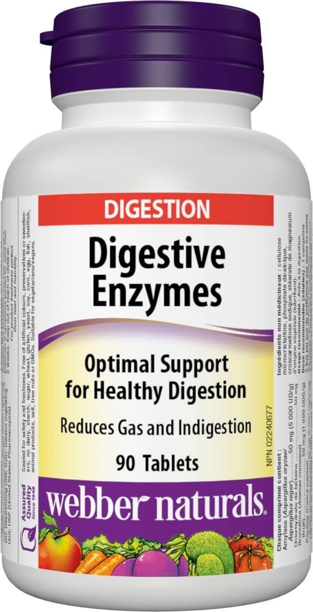 Webber Naturals Digestive Enzymes Supplement - for Proteins and Carbohydrates, 90ct