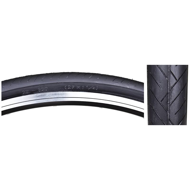 Sunlite Bicycle Flat Shield Road Clincher Tire - Black, 27" X 1 1/4"