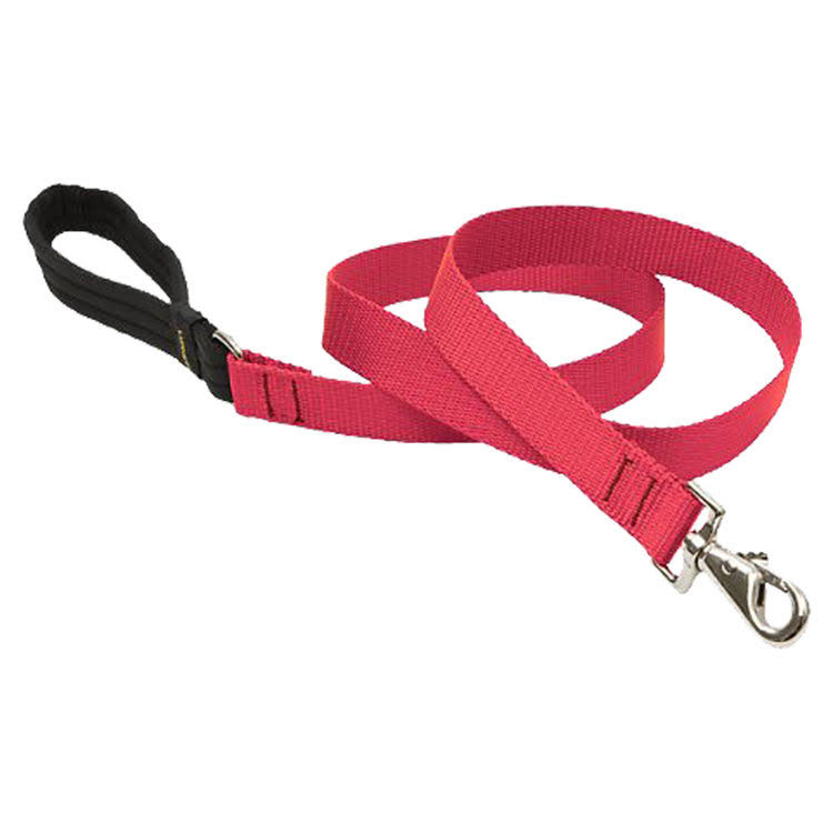 Lupine Padded Handle Dog Leash - 1" X 6', Red