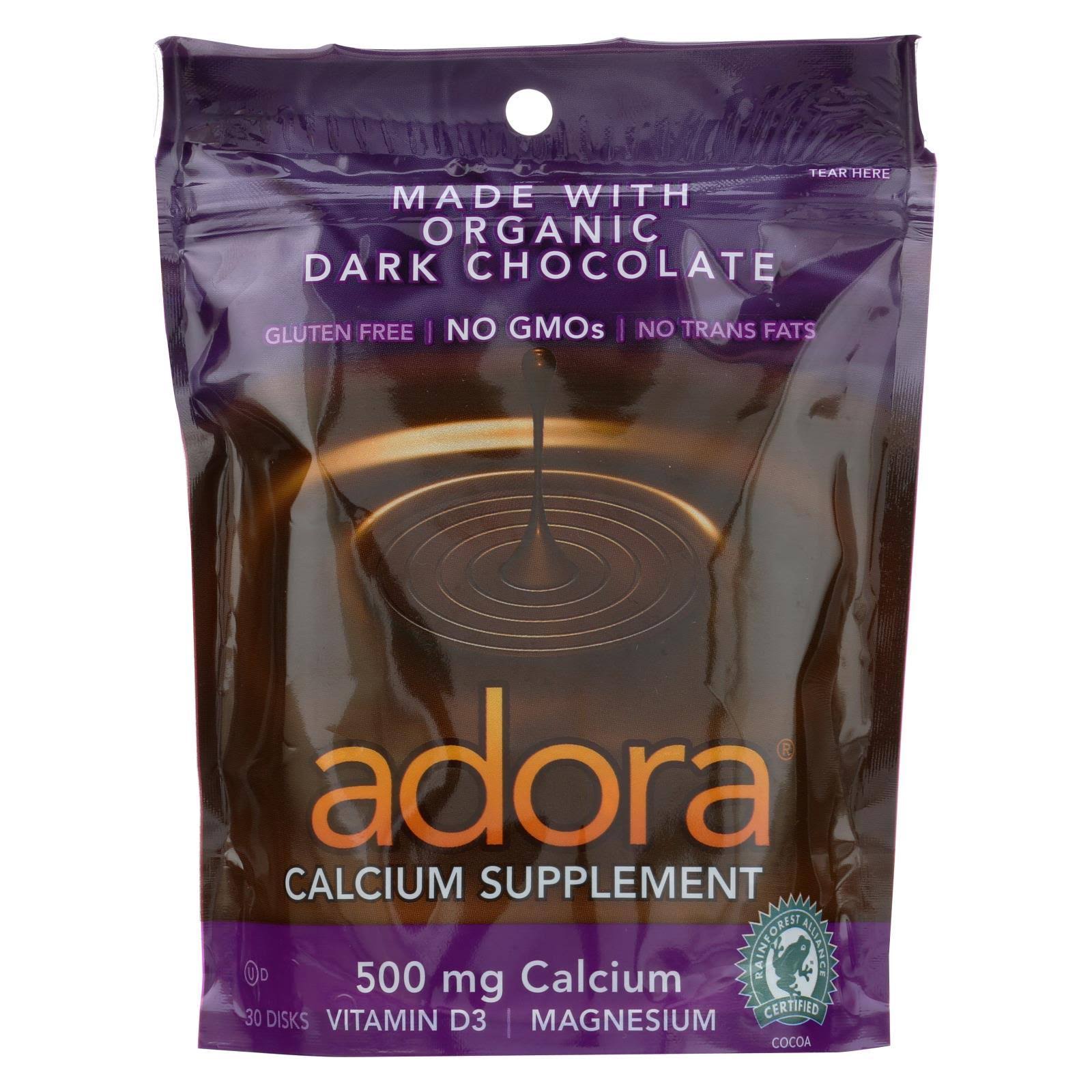 Adora Calcium Supplement Disk - Organic Dark Chocolate, 30 Count