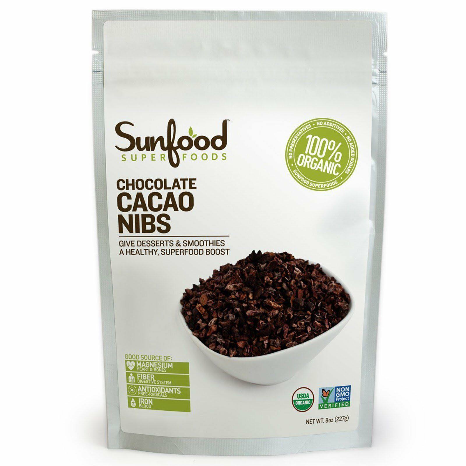 Sunfood Organic Cacao Nibs - 8oz, Non-GMO