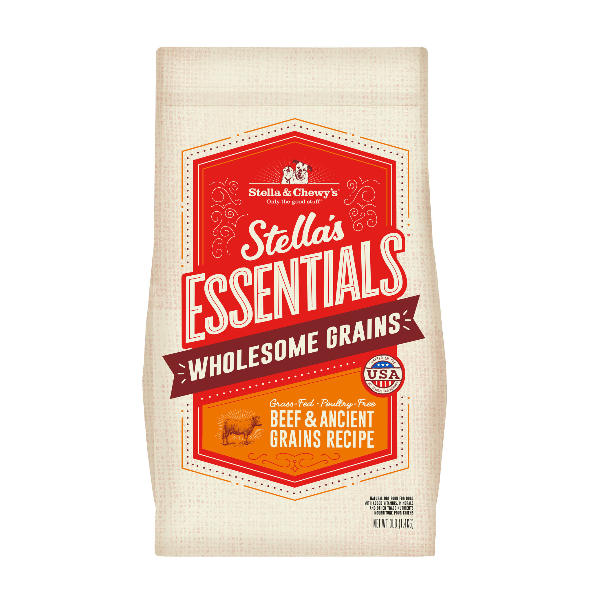 Stella & Chewy's Essentials Ancient Grains Grass-Fed Beef Dog Food 3-Lb.