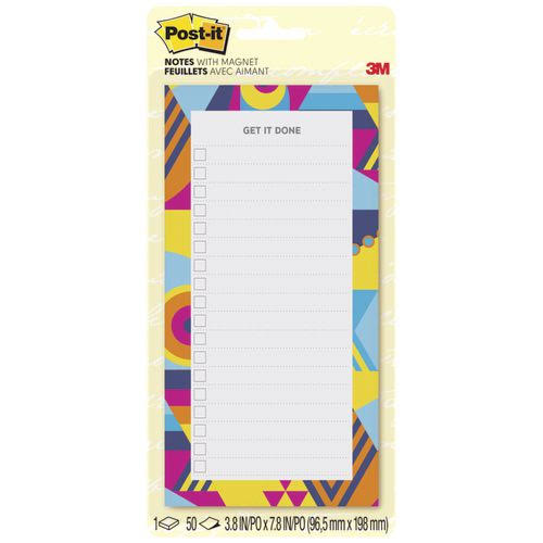 Post-it Super Sticky Printed Note Pads - with Magnet, Watercolor, 7.8" x 3.8"